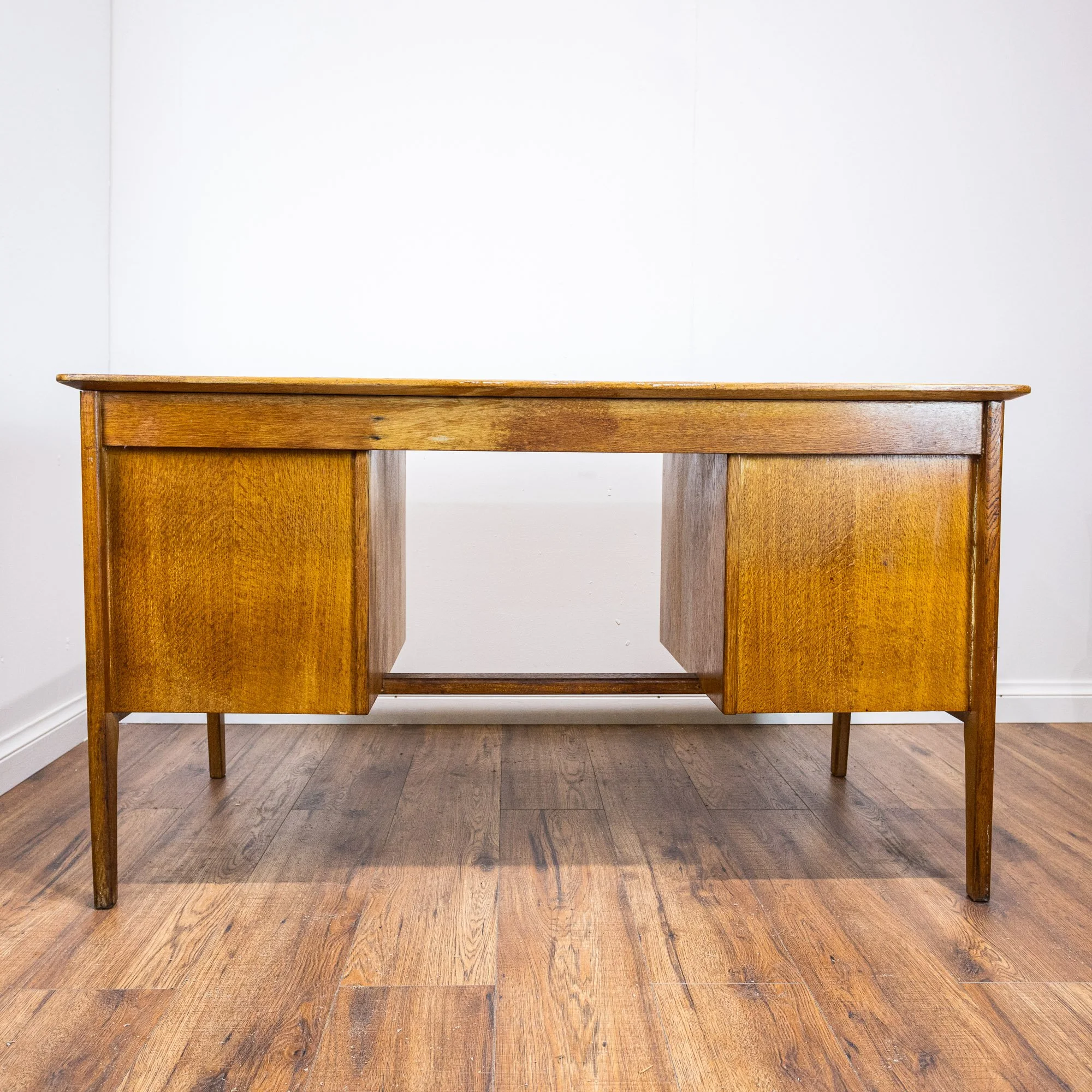 1950s Large Oak Office Pedestal Desk