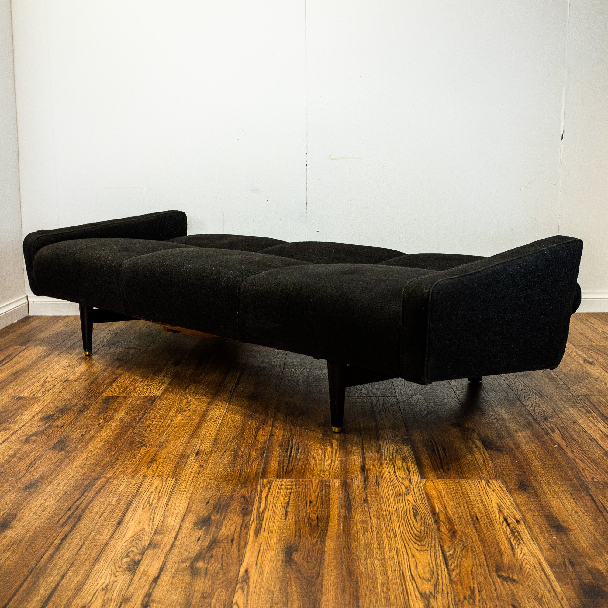 Mid Century Black Fold-Down 3-Seater Sofa Bed