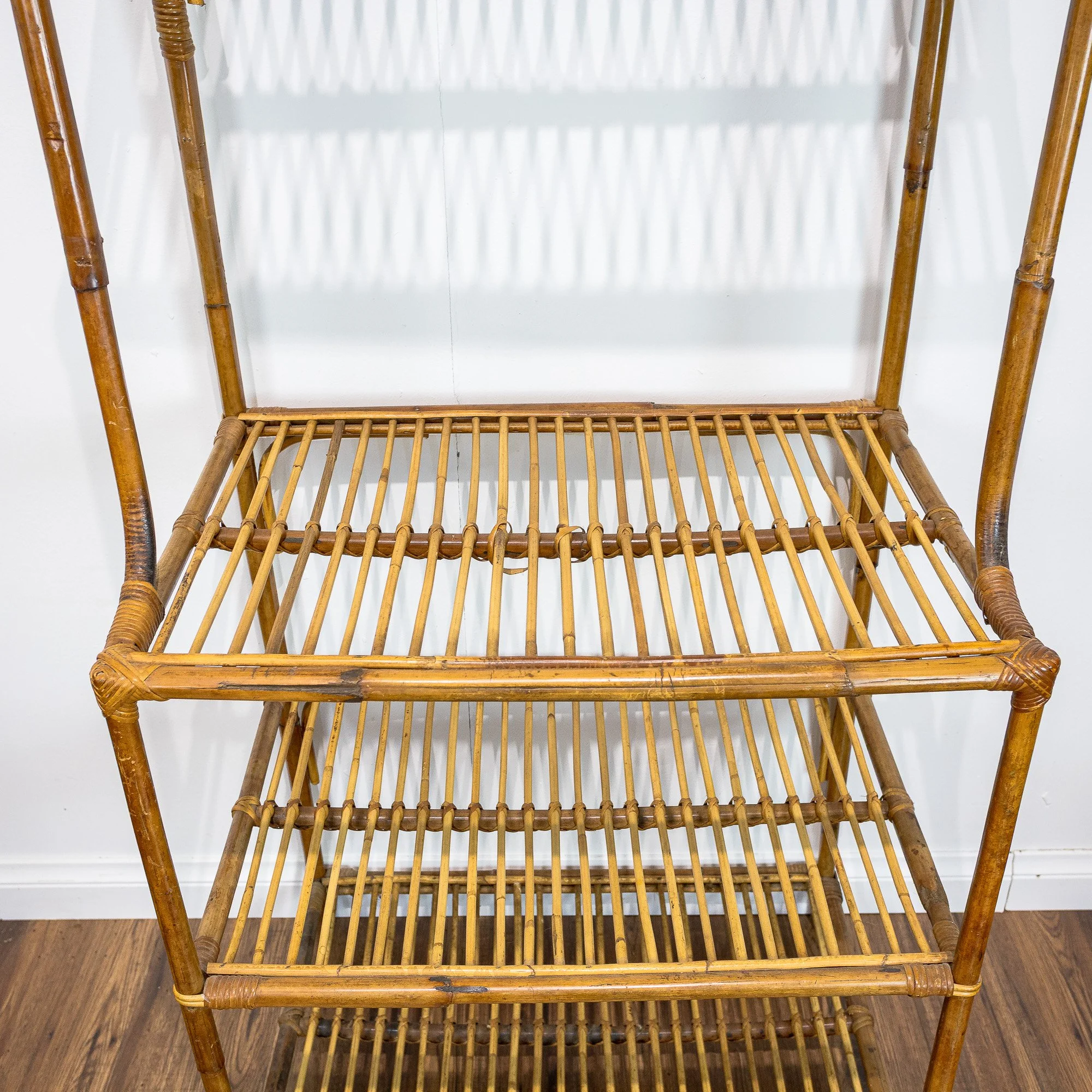 Vintage Arched 4 Tier Bamboo Shelving Unit