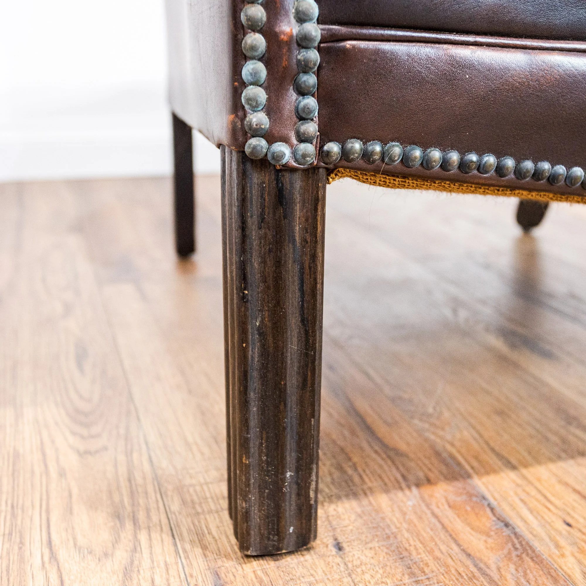 Brown Leather Chesterfield Wingback Armchair