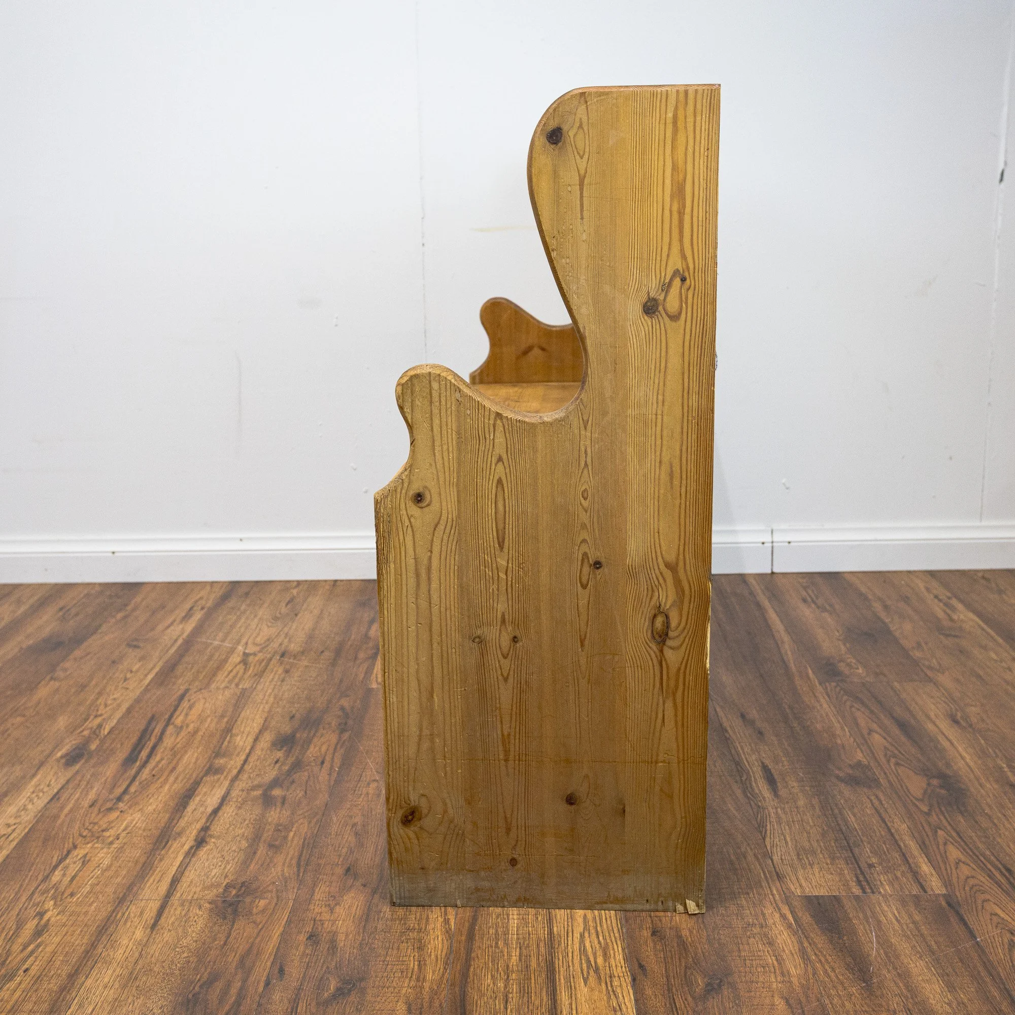 Carved Pine Monks Bench with Storage