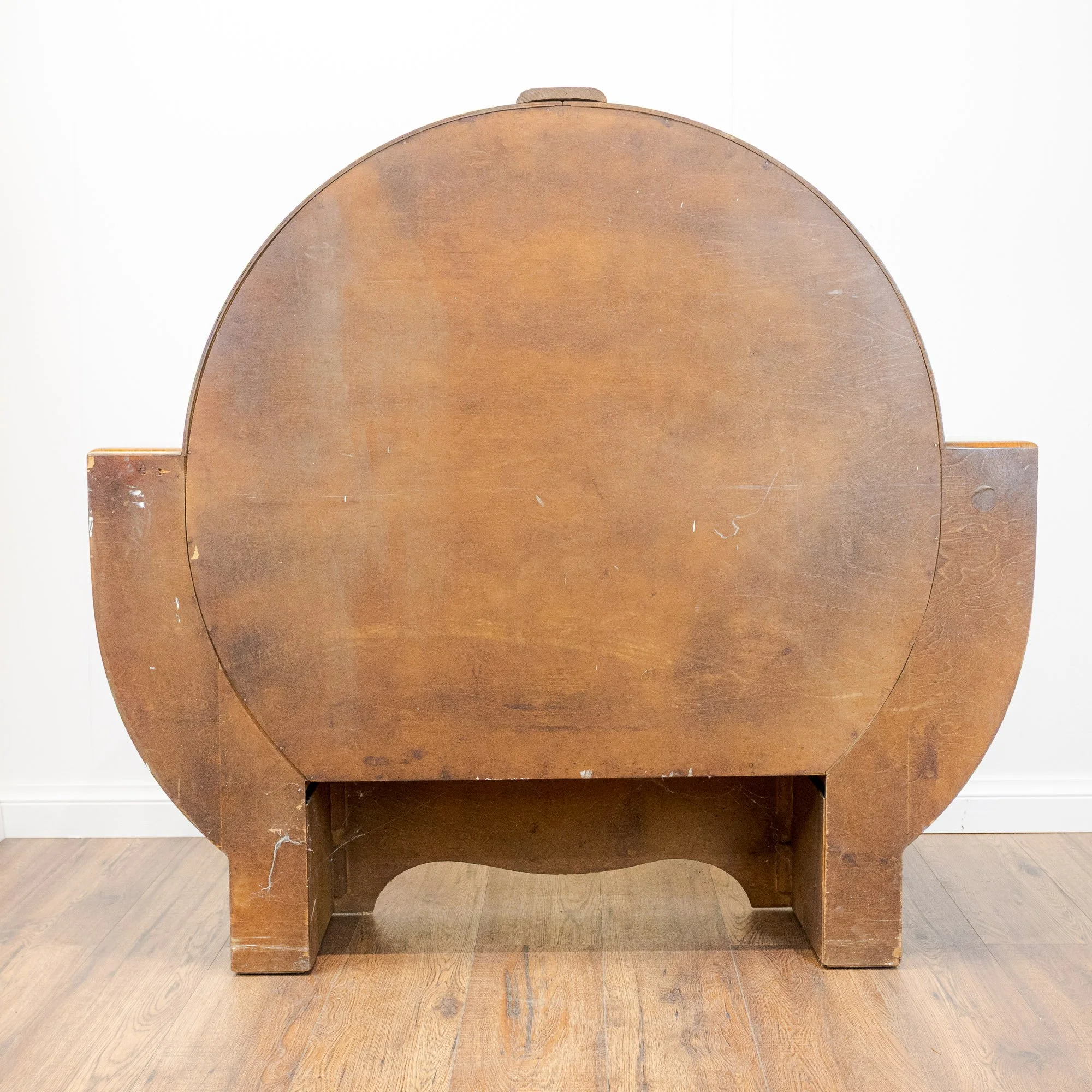 Art Deco Walnut Circular Shouldered Display Cabinet