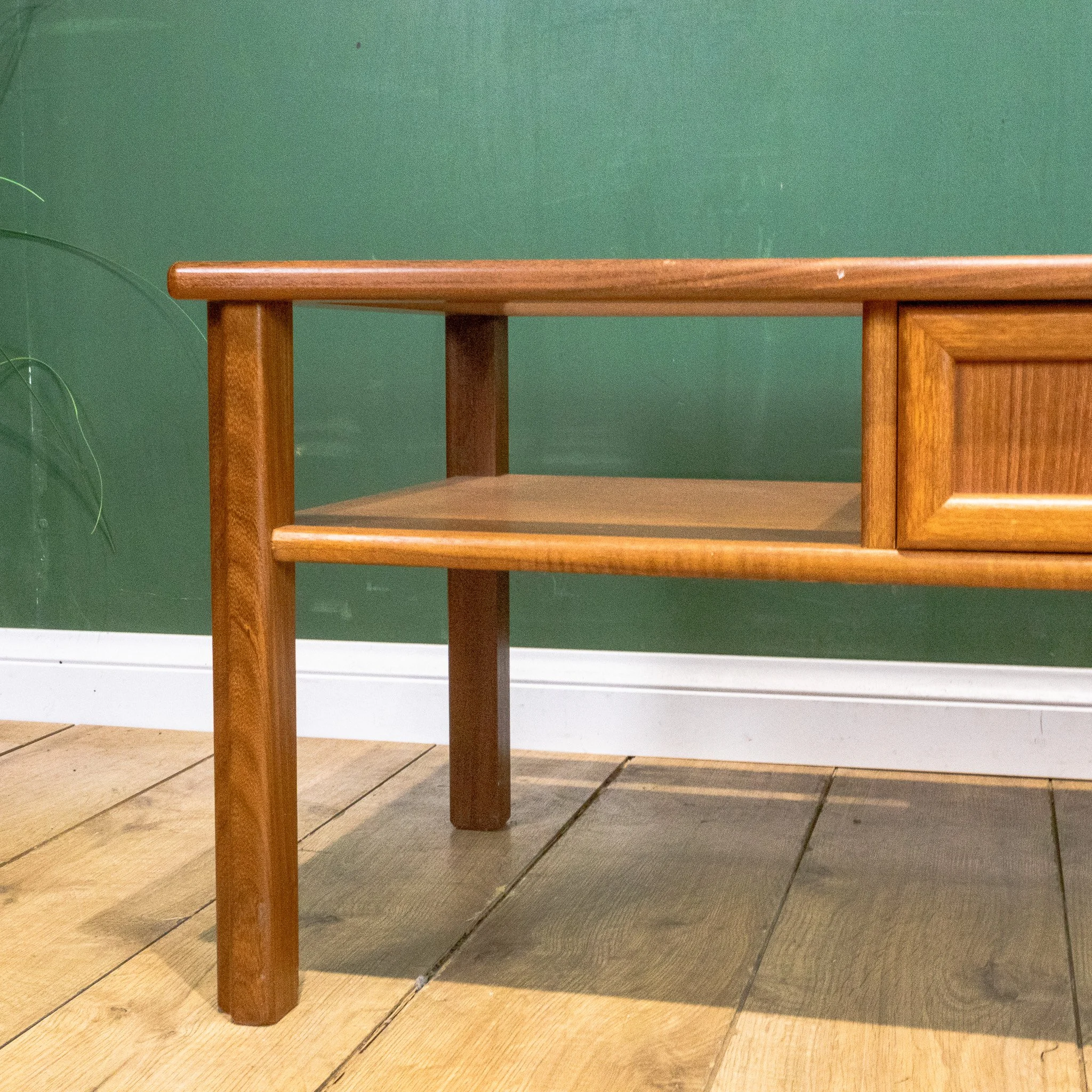 Teak Glass Top Coffee Table