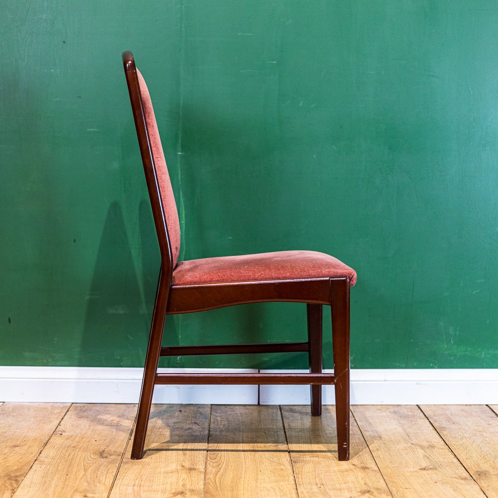 6x McIntosh Teak Waverley Pink Upholstered Dining Chairs
