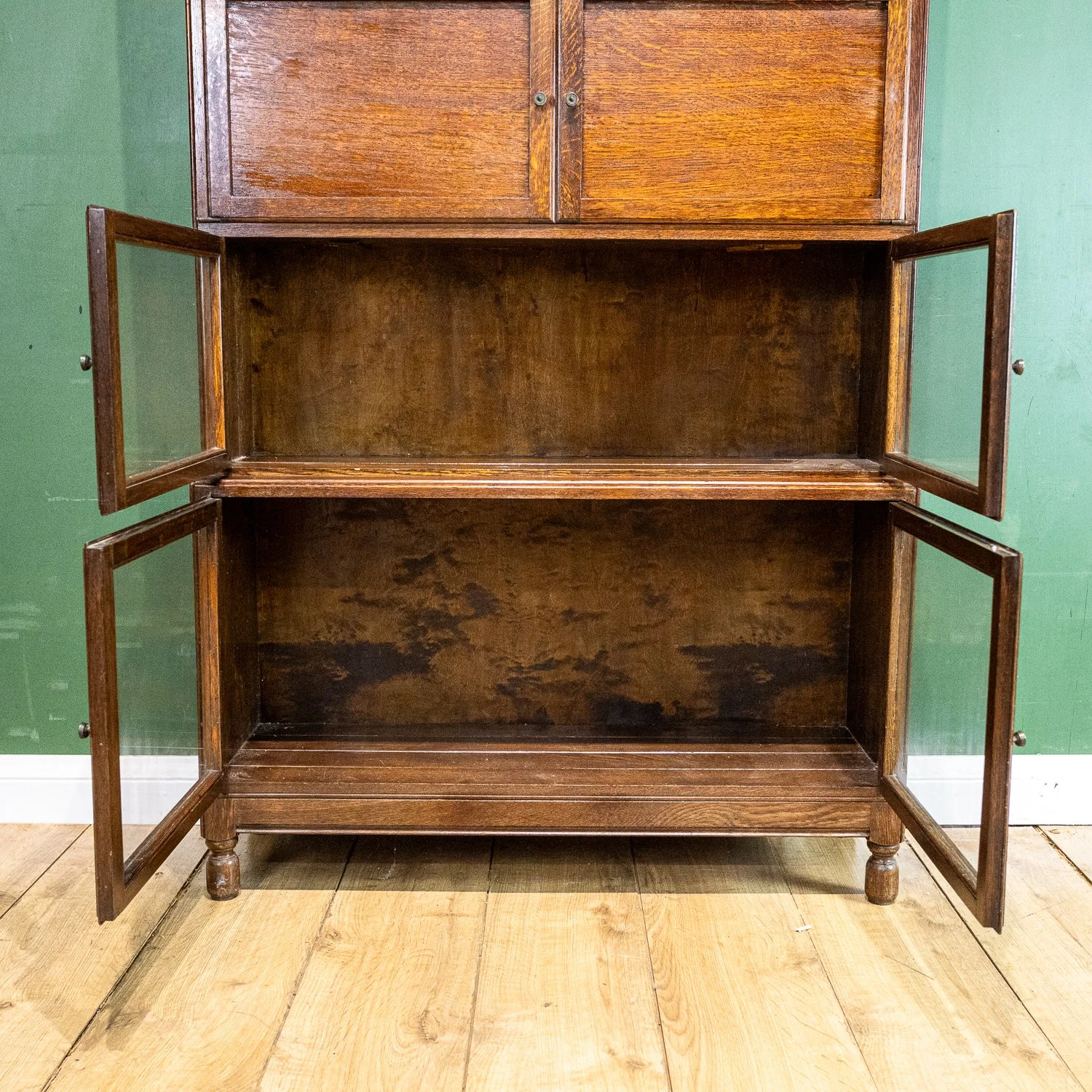 Minty Four Section Oak Stacking Secretaire Bookcase