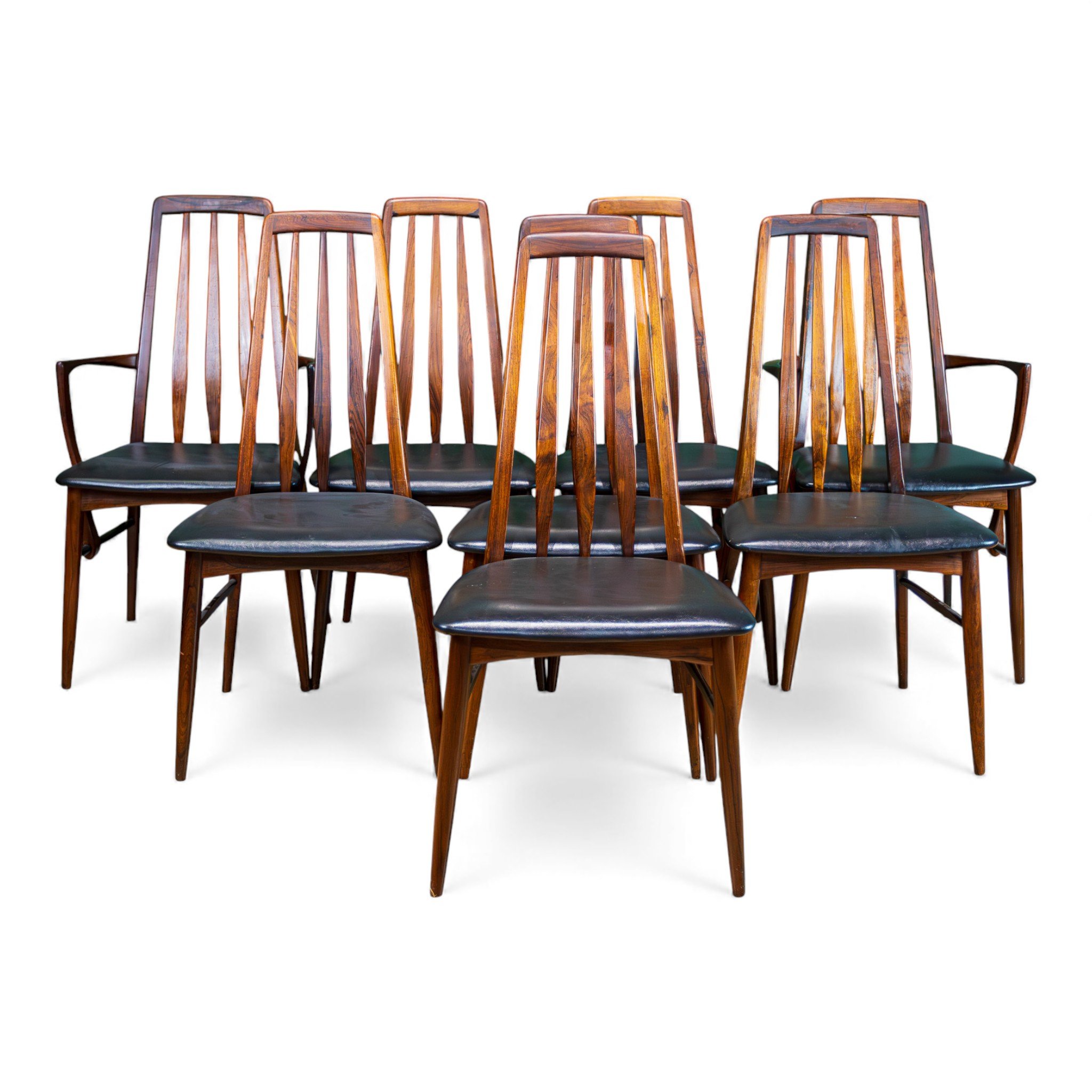 8 x Niels Koefoed Rosewood Eva Chairs (6 Dining Chairs + 2 Carvers)