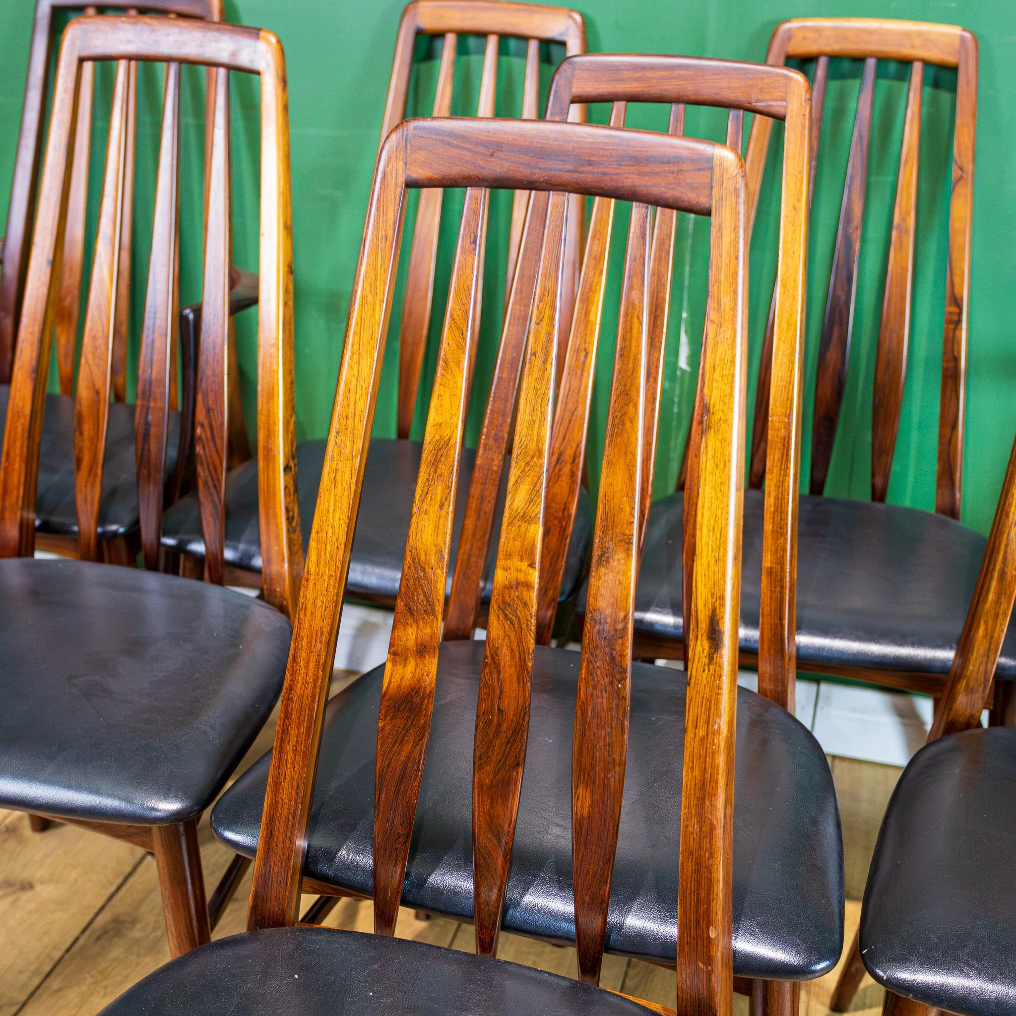8 x Niels Koefoed Rosewood Eva Chairs (6 Dining Chairs + 2 Carvers)