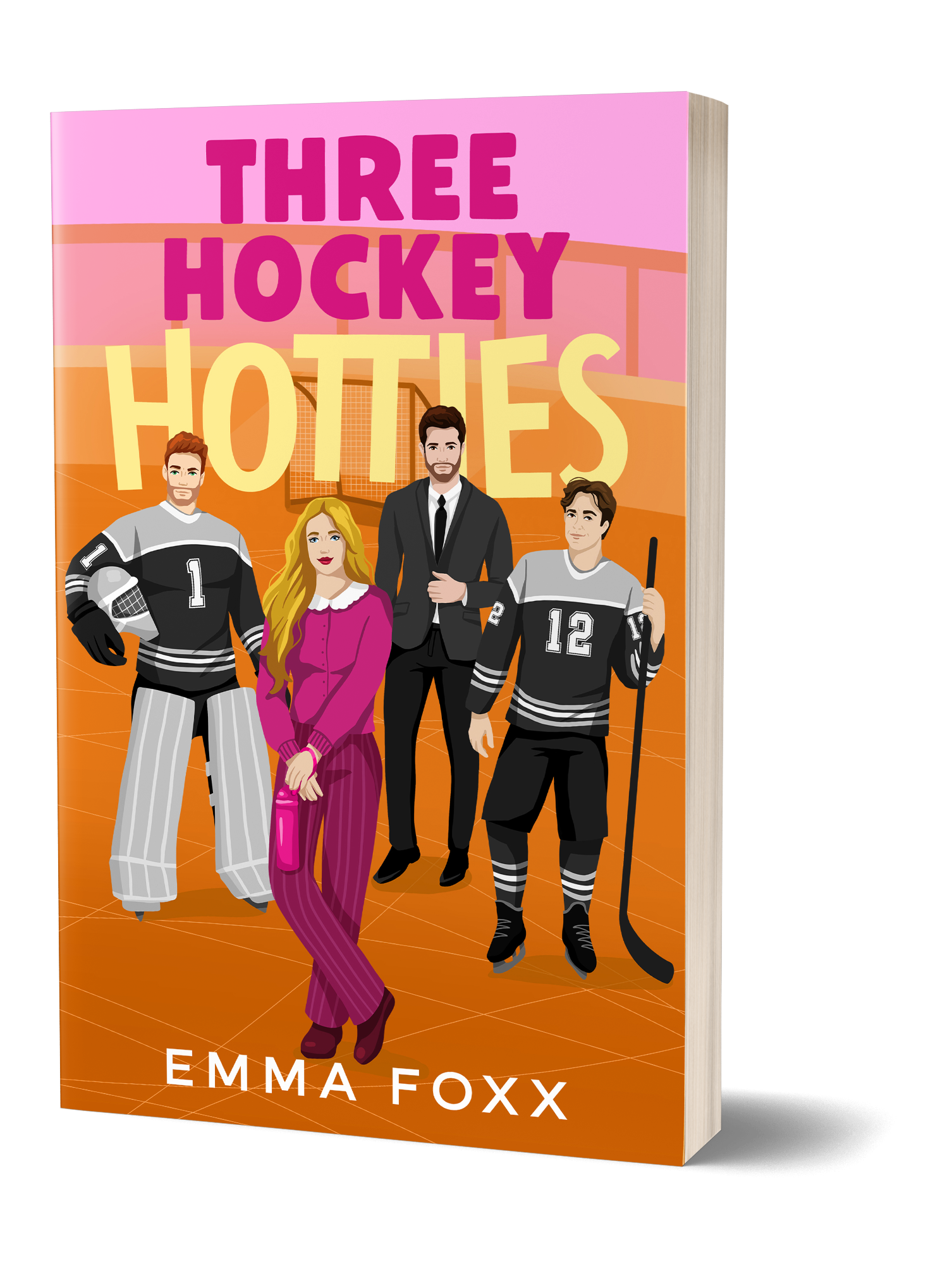 Paperback display of Three Hockey Hotties