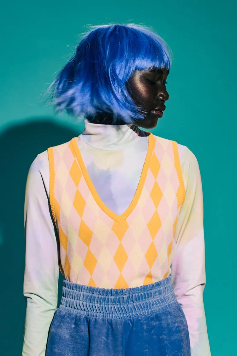 The spray painted trousers for Currant Magazine. Styled by Femke Huiberts