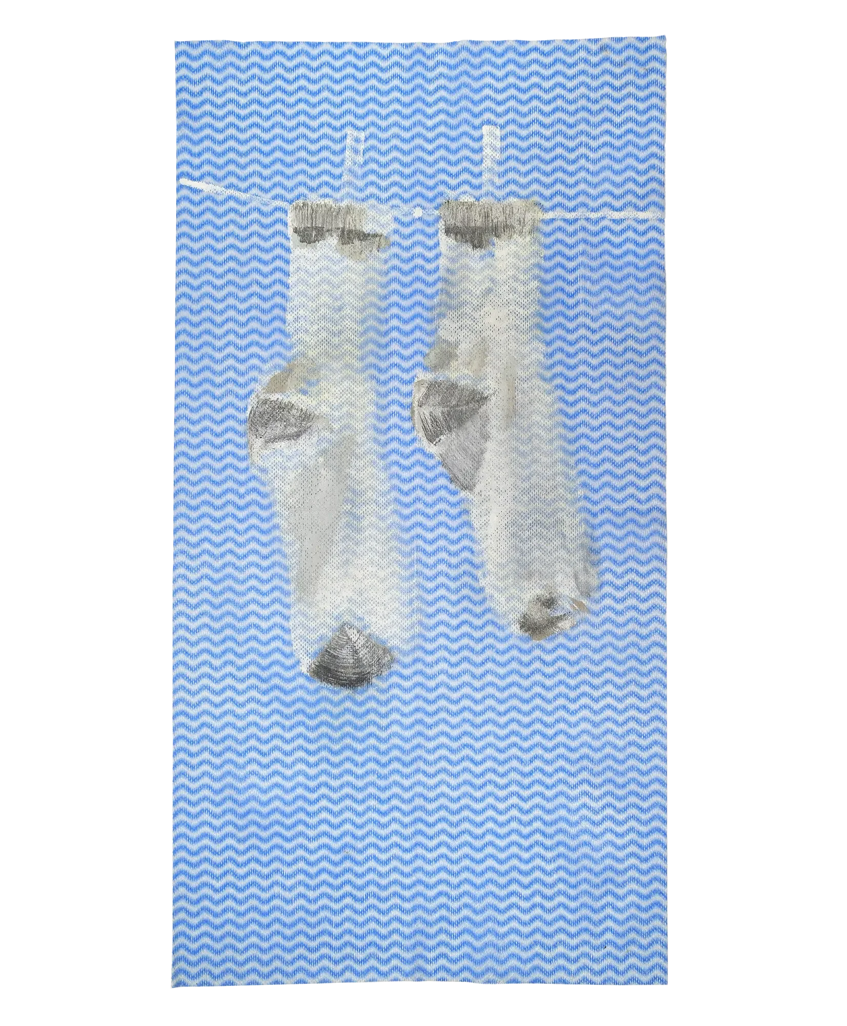 socks painted on J-cloth