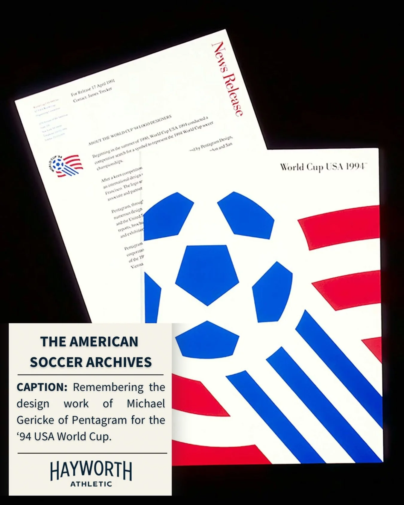 Remembering the design work of Michael Gericke of @pentagramdesign for the &lsquo;94 USA World Cup.