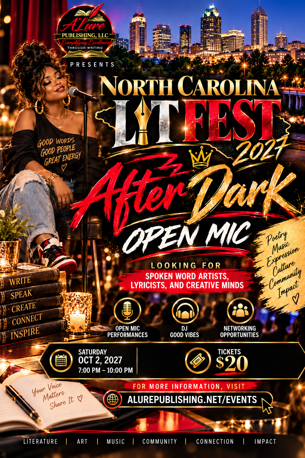 North Carolina LitFest After Dark 2027- Open Mic Event (NO REFUNDS)