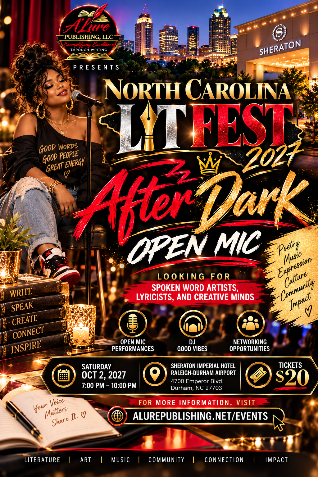 North Carolina LitFest After Dark 2027- Open Mic Event (NO REFUNDS)