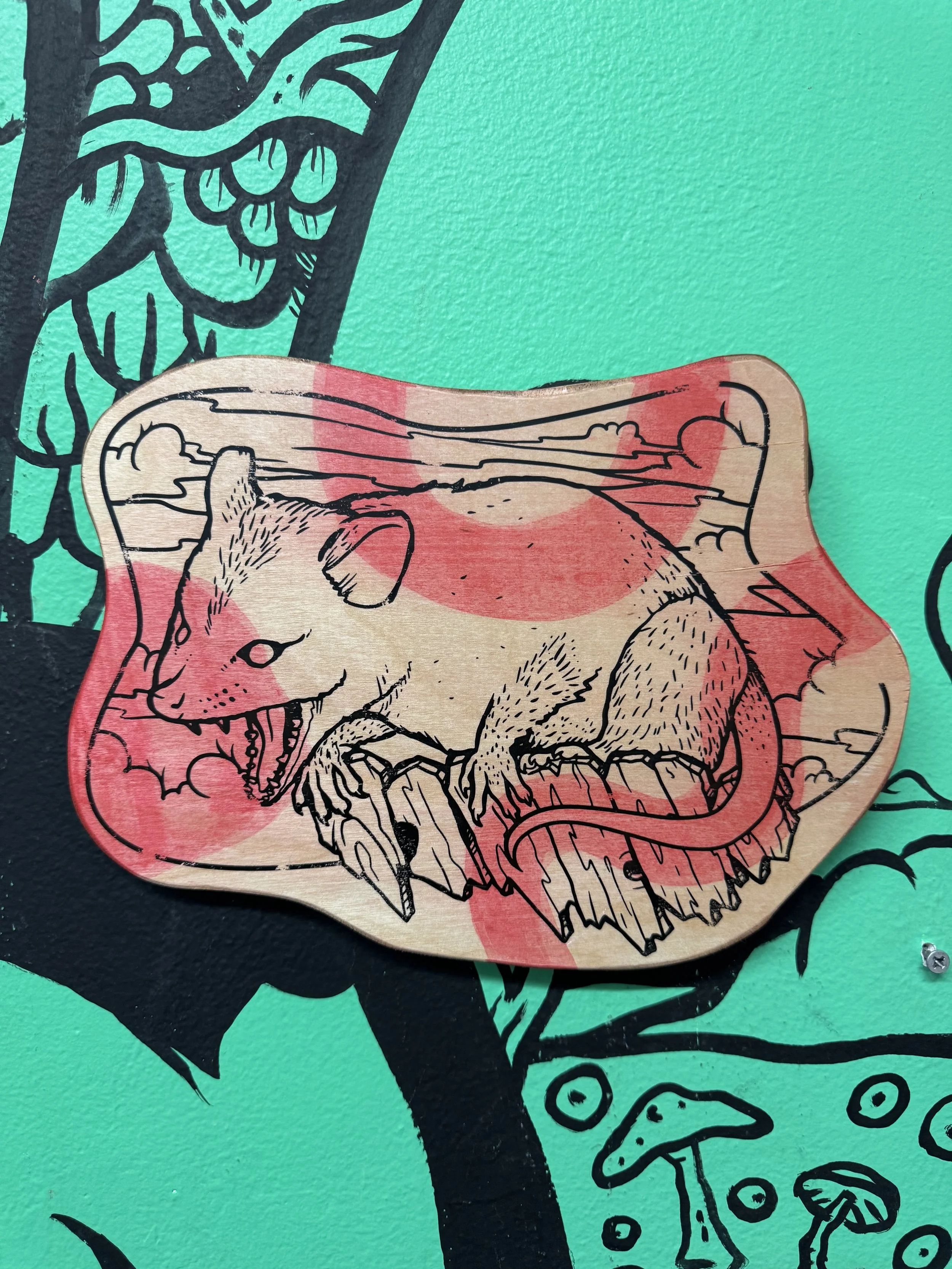 Fence Possum small art Polycrylic reproduction