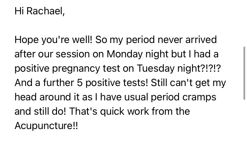 client text message to Rachael announcing pregnancy