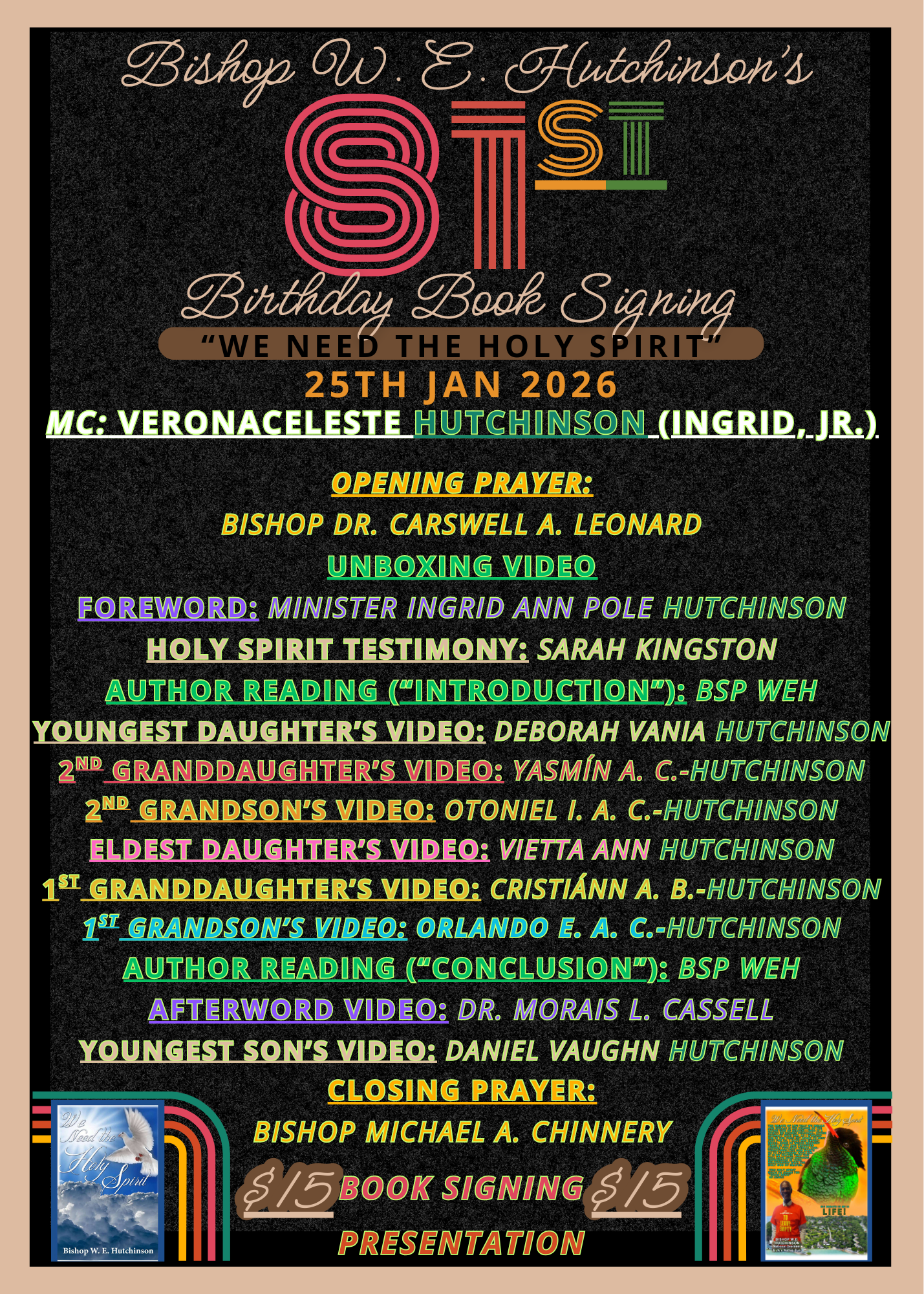 Bishop Whitbourne Emanuel Hutchinson’s 81st Bday Book Signing, 122125: Sun, 01/25/26, 12:15p-1:15p (AST) ~ St. Thomas, United States Virgin Islands (USVI)