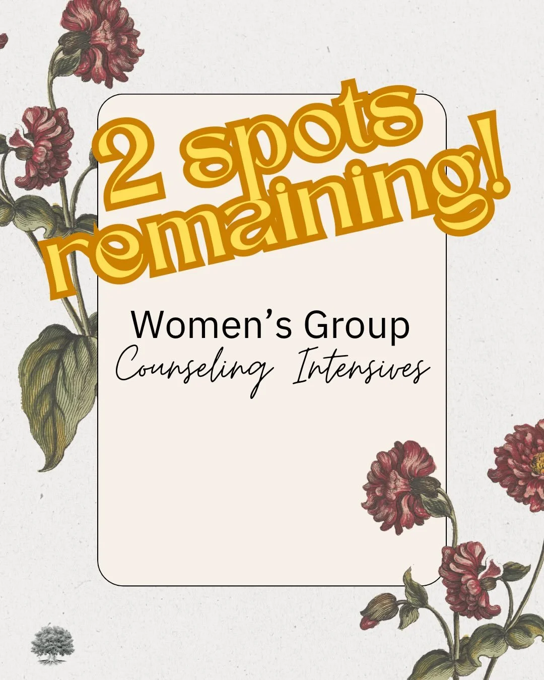 It&rsquo;s not too late to sign up for the women&rsquo;s group intensive next week! Join us for a 2.5 day intensive to advance your healing, foster growth, and connect with other women who are traveling a similar road as you!

For more information vi
