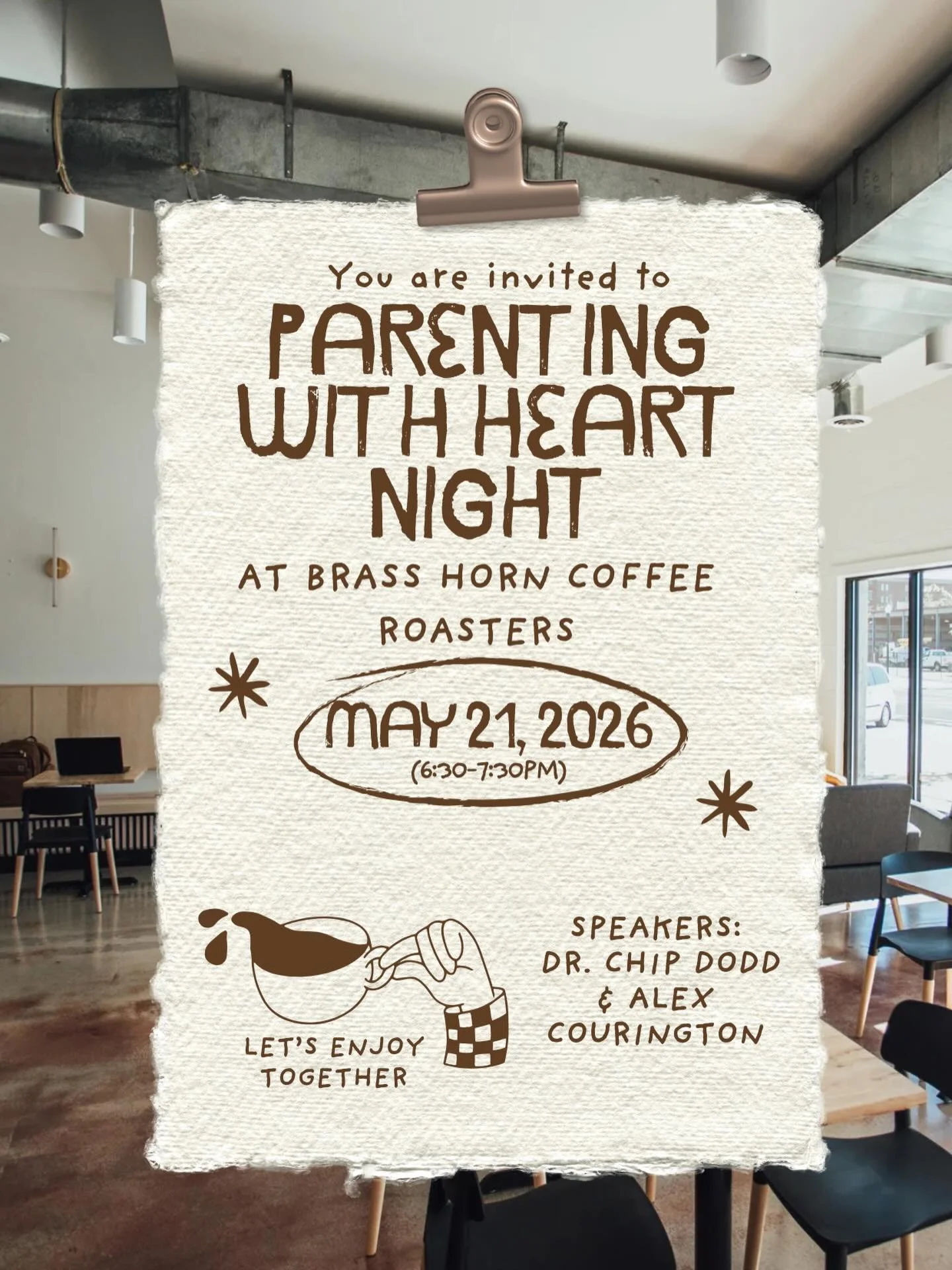 📣Parents!! Come take a break with us at Brass Horn Coffee Roasters! 📯☕️

Summer can be a busy time for parents and we are excited to pour back into you and help equip you with the tools for a successful summer. 

This is a FREE event and we&rsquo;d