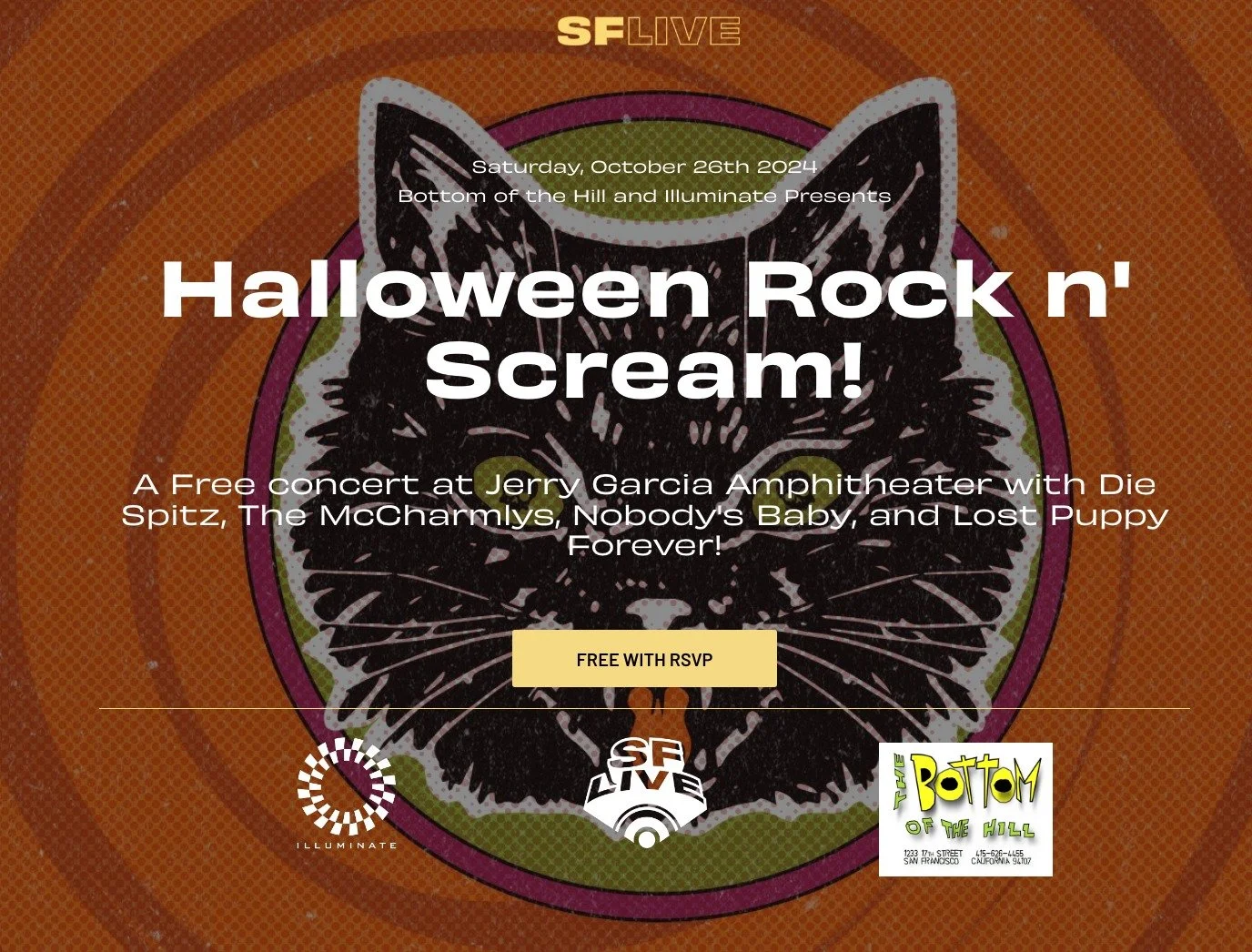 Paws Up! Time to RSVP and beam yourselves to this show 
All Pet Costume Contest! 
https://sflivefest.com/ggp-oct26
P.B. Jones @redwithatingeoforange Scarlet J. King