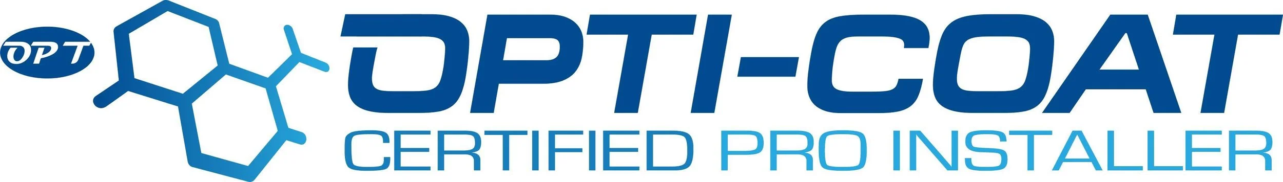 Opti-Coat Certified Pro Installer logo with chemical structure graphic