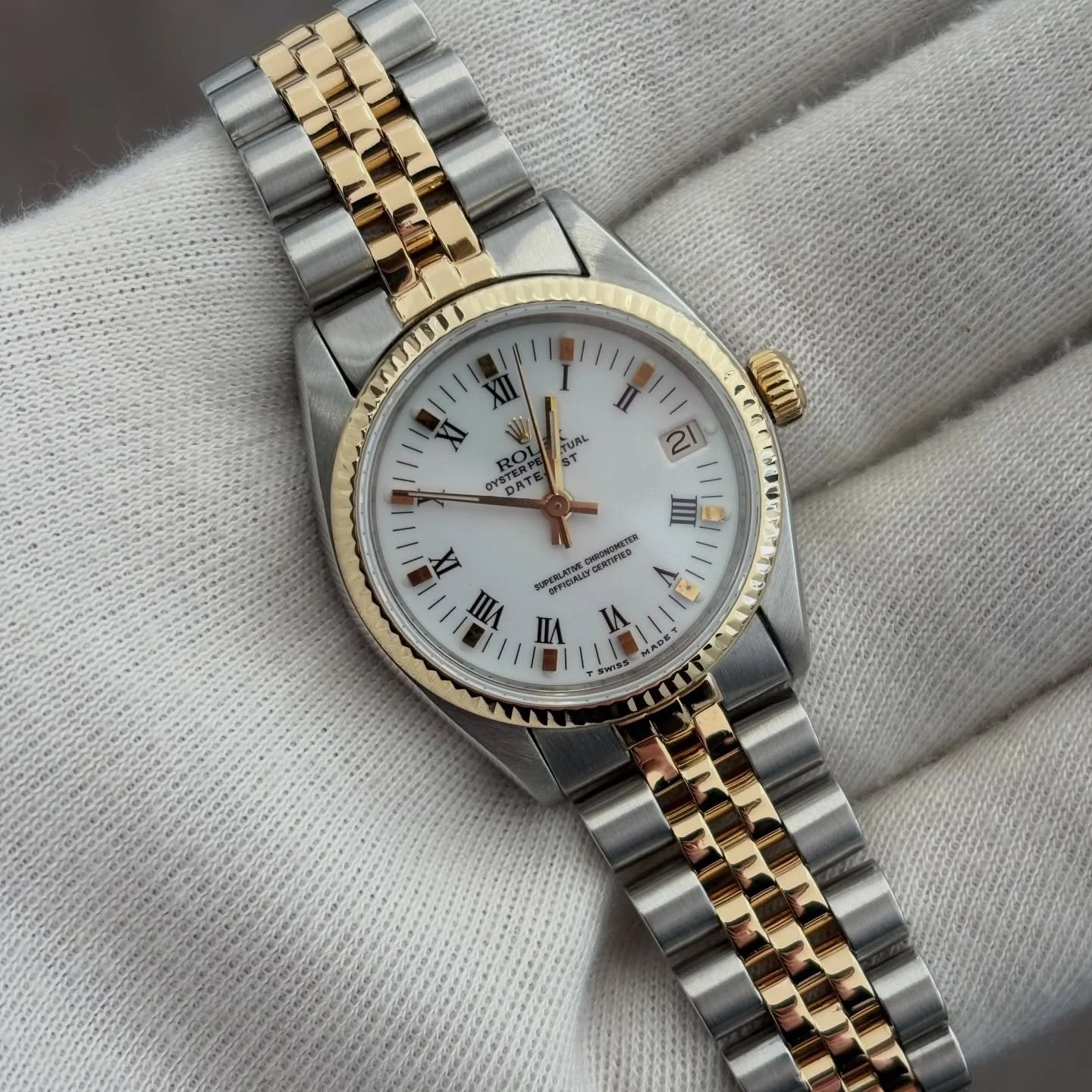 &pound;3600 💸

Rolex Datejust
Model 6827
White Roman Dial
Automatic movement
18ct Gold and Stainless Steel Jubilee Bracelet
31mm Stainless Steel Case

Watch only
Serviced March 2026
Case and bracelet polished like new&nbsp;

12months warranty

Get i
