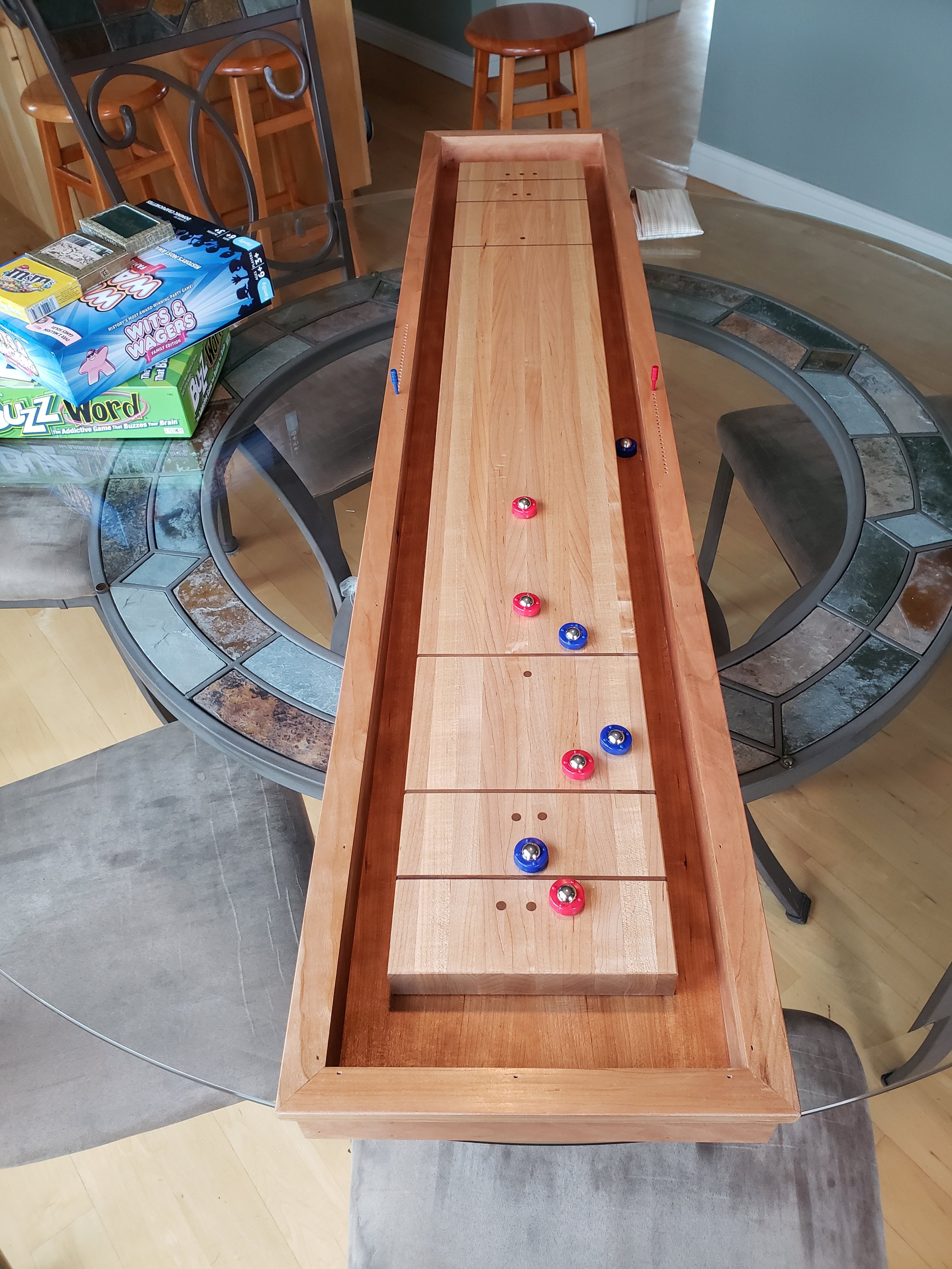 Shuffle board game - Cherry and Maple with Walnut accents
