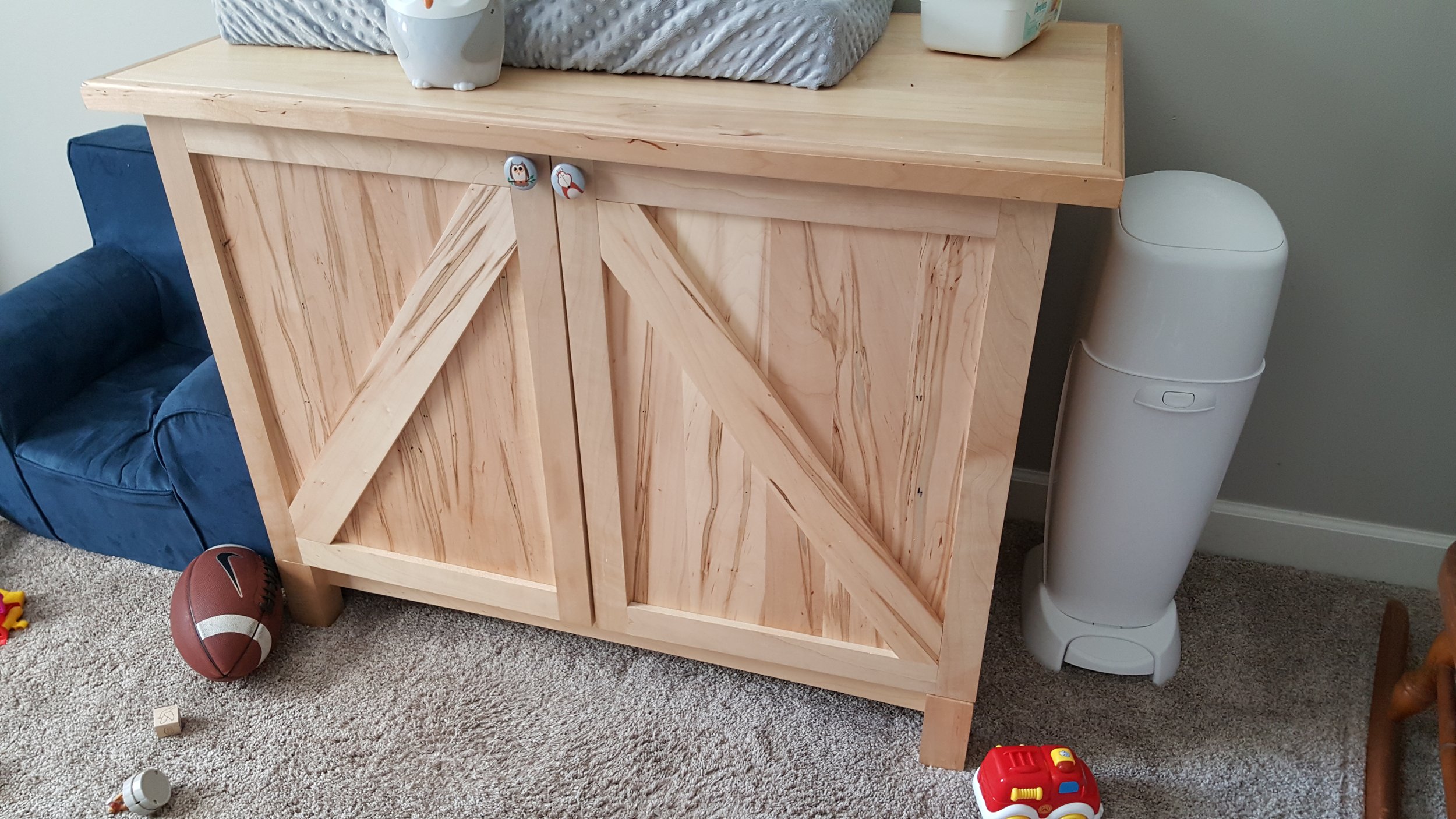Modern rustic changing table/dresser. Ambrosia maple.