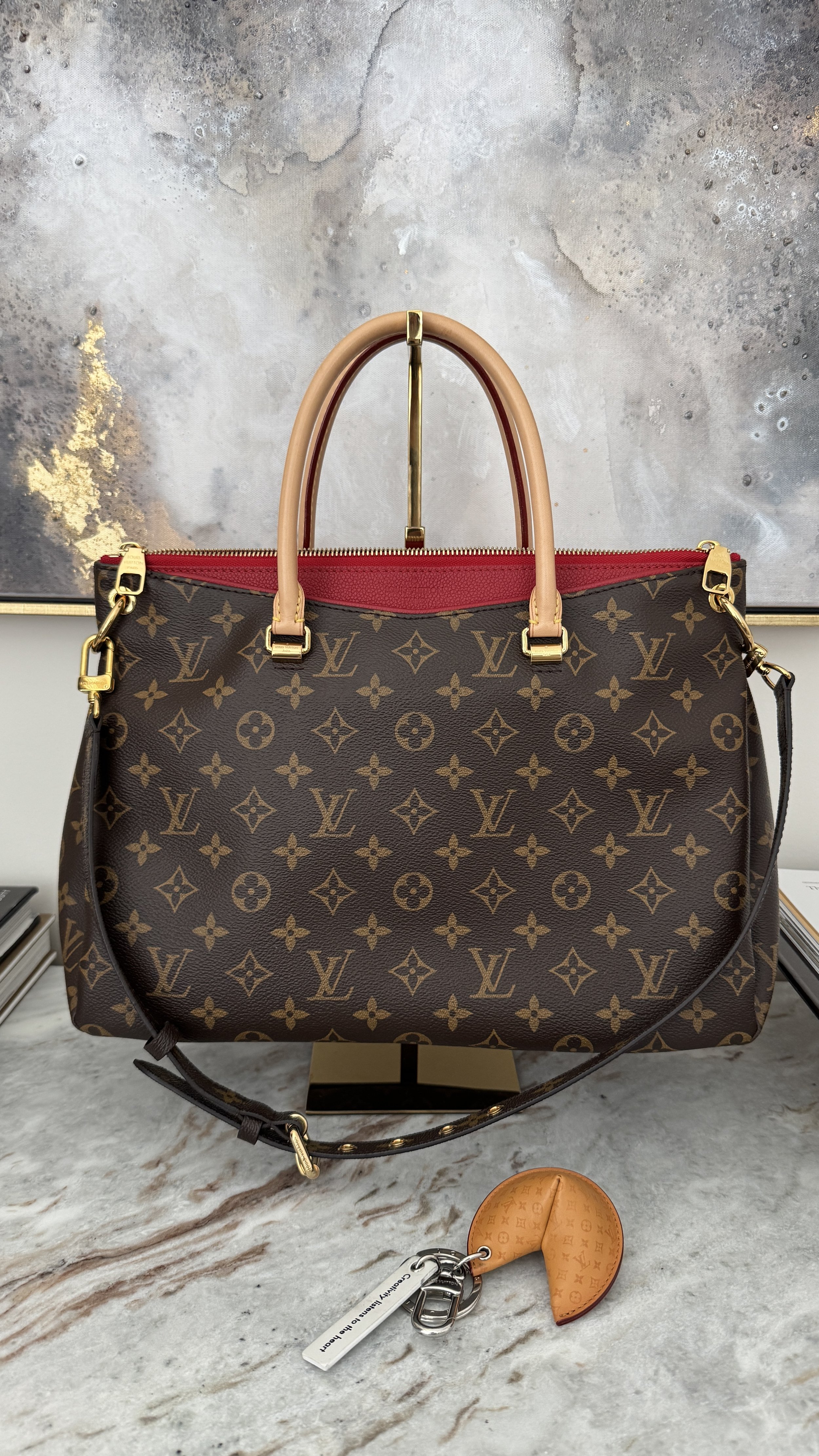 Louis Vuitton Pallas MM in Monogram Canvas + Cherry Red