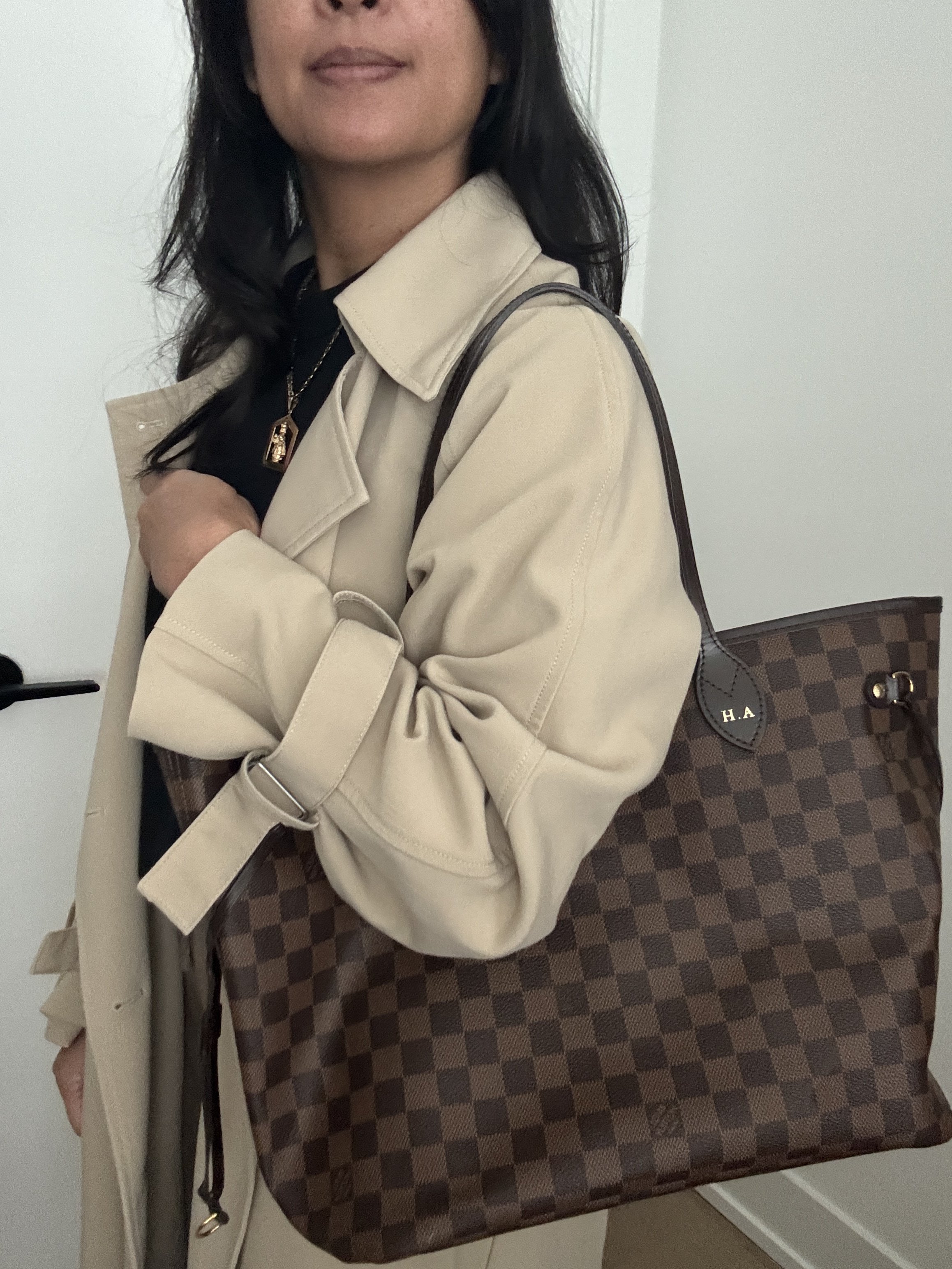 Louis Vuitton Neverfull in Damier Ebene Rose Ballerine