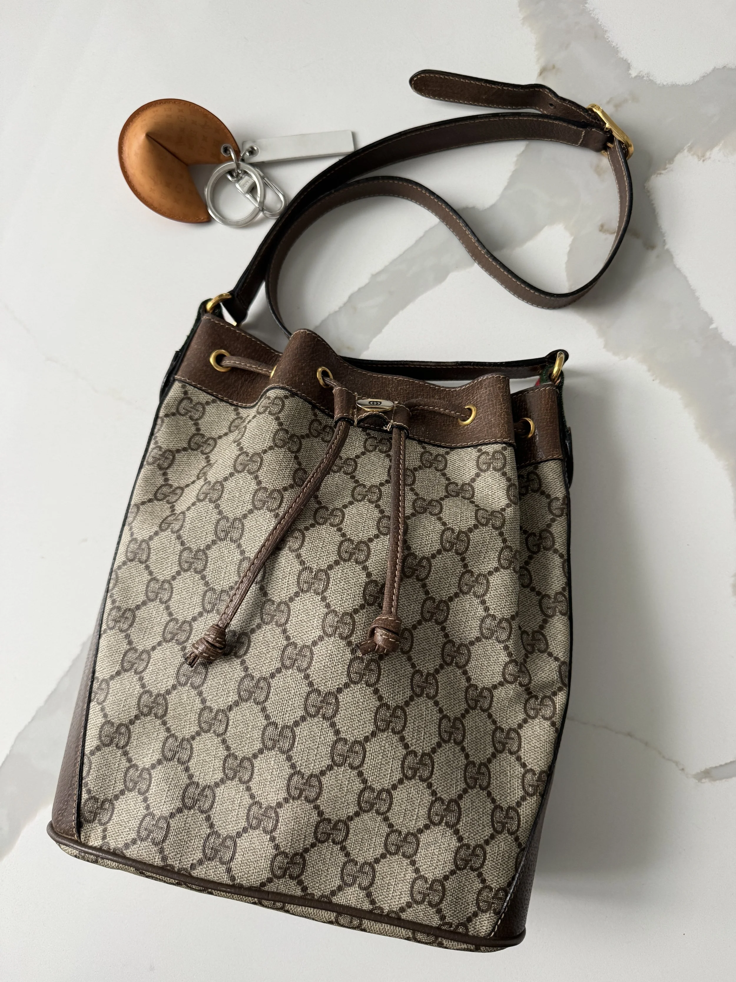 Gucci GG Supreme Web Sherry Bucket Bag