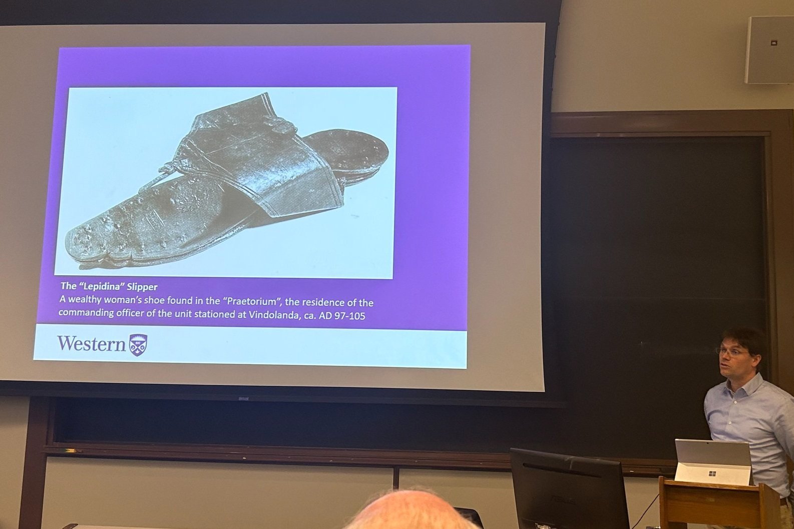  Alexander Meyer talks about a rare leather slipper owned by a wealthy Roman woman. Excavated at Vindolanda. Source:  The Spectator  