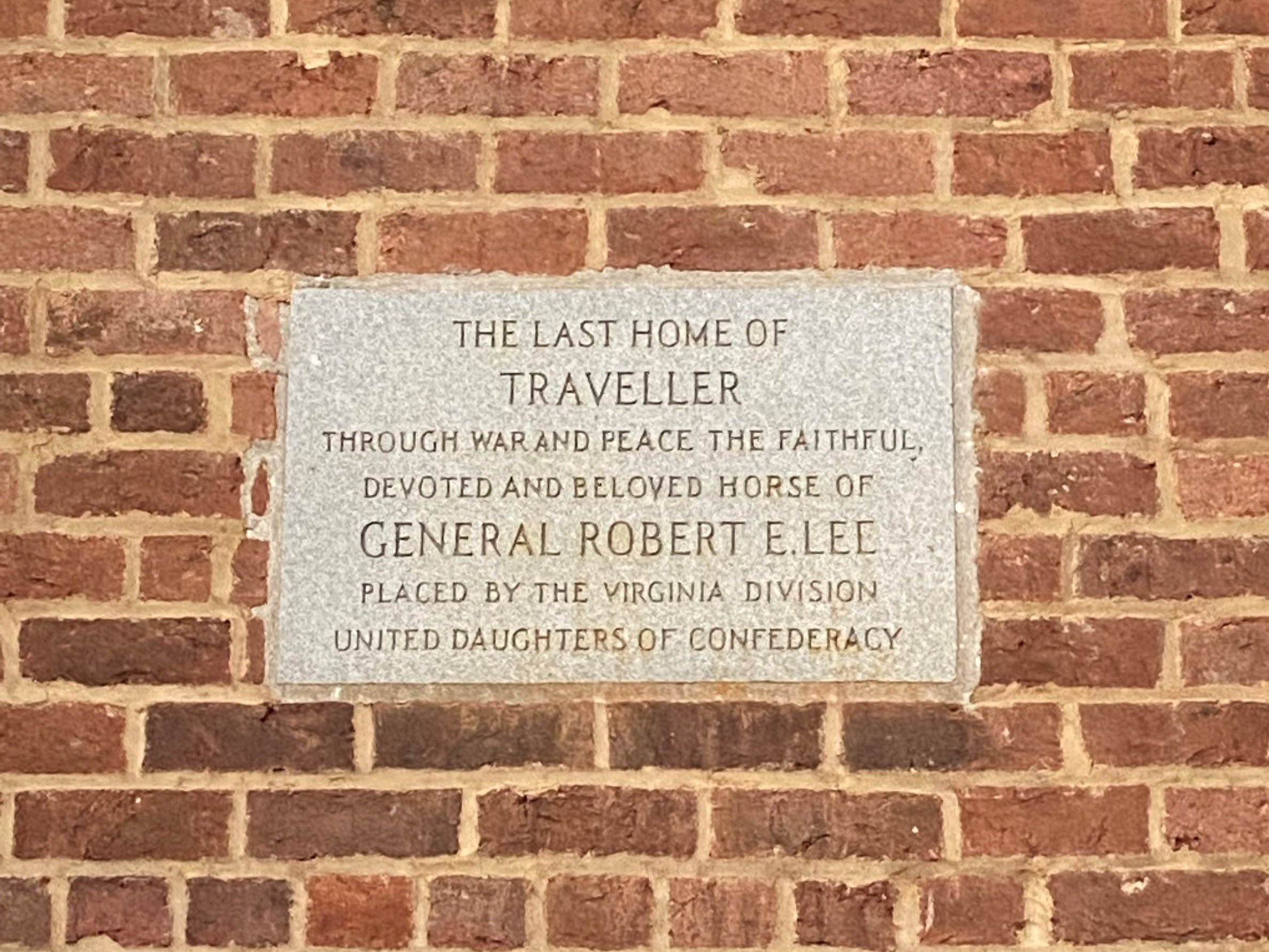   Traveller Plaque on stables (erected 1930). Photo by author.  