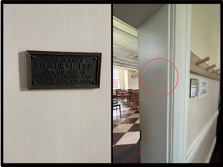   Oath plaque, before and after removal. Photo by author.  