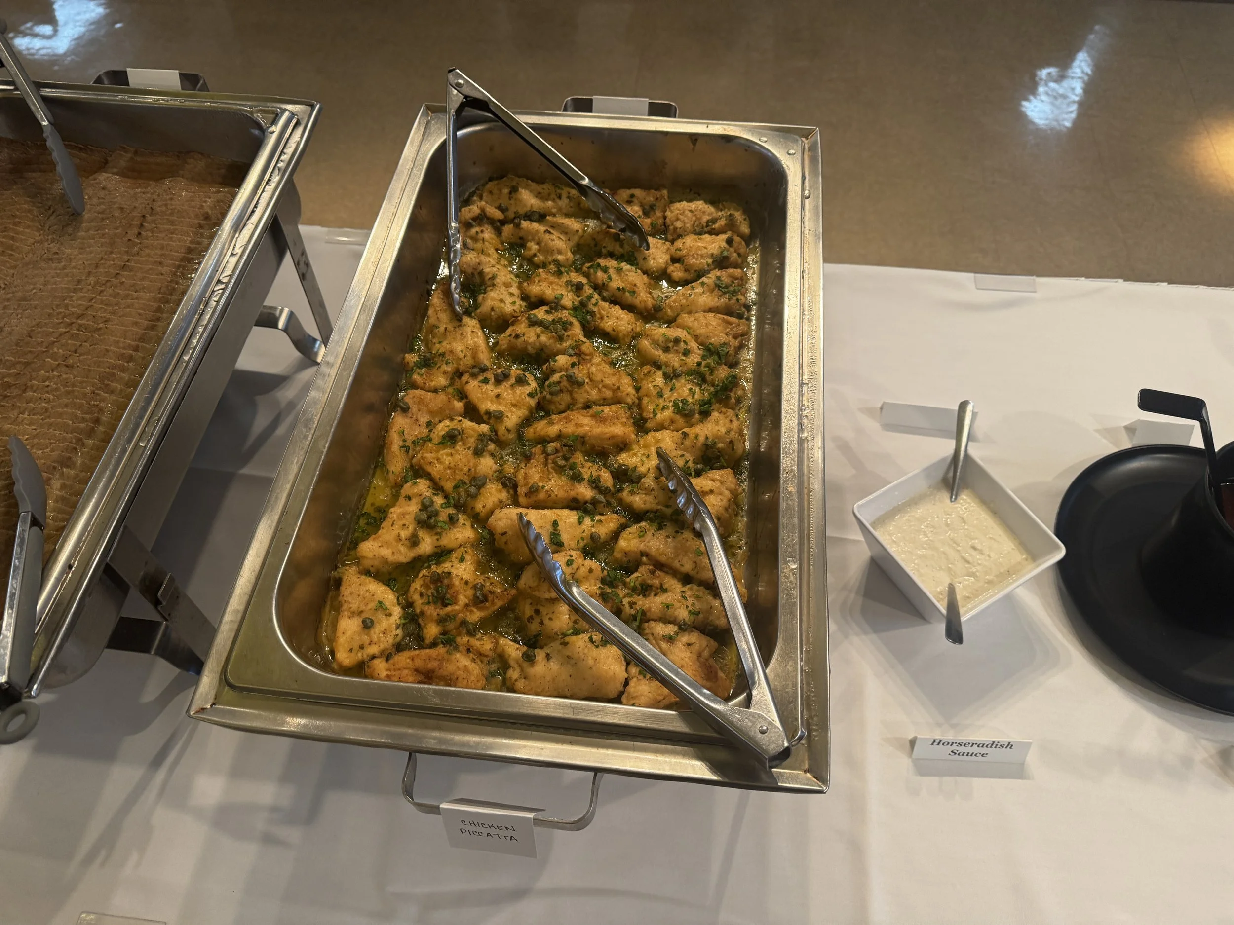 Chicken Piccata served on a buffet in Center Stage.