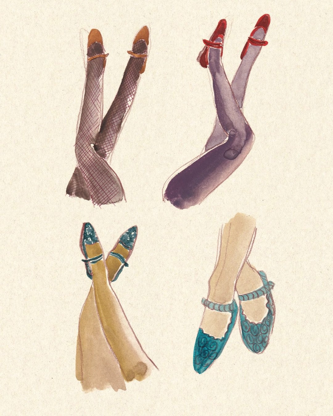 La nouvelle collection @flabelus m&rsquo;obs&egrave;de est-ce que &ccedil;a se voit? 🩰 J&rsquo;en ai profit&eacute; pour rendre hommage &agrave; leurs friulanes de velours rehauss&eacute;es de broderies pour certaines. Dessiner ces petites ballerine