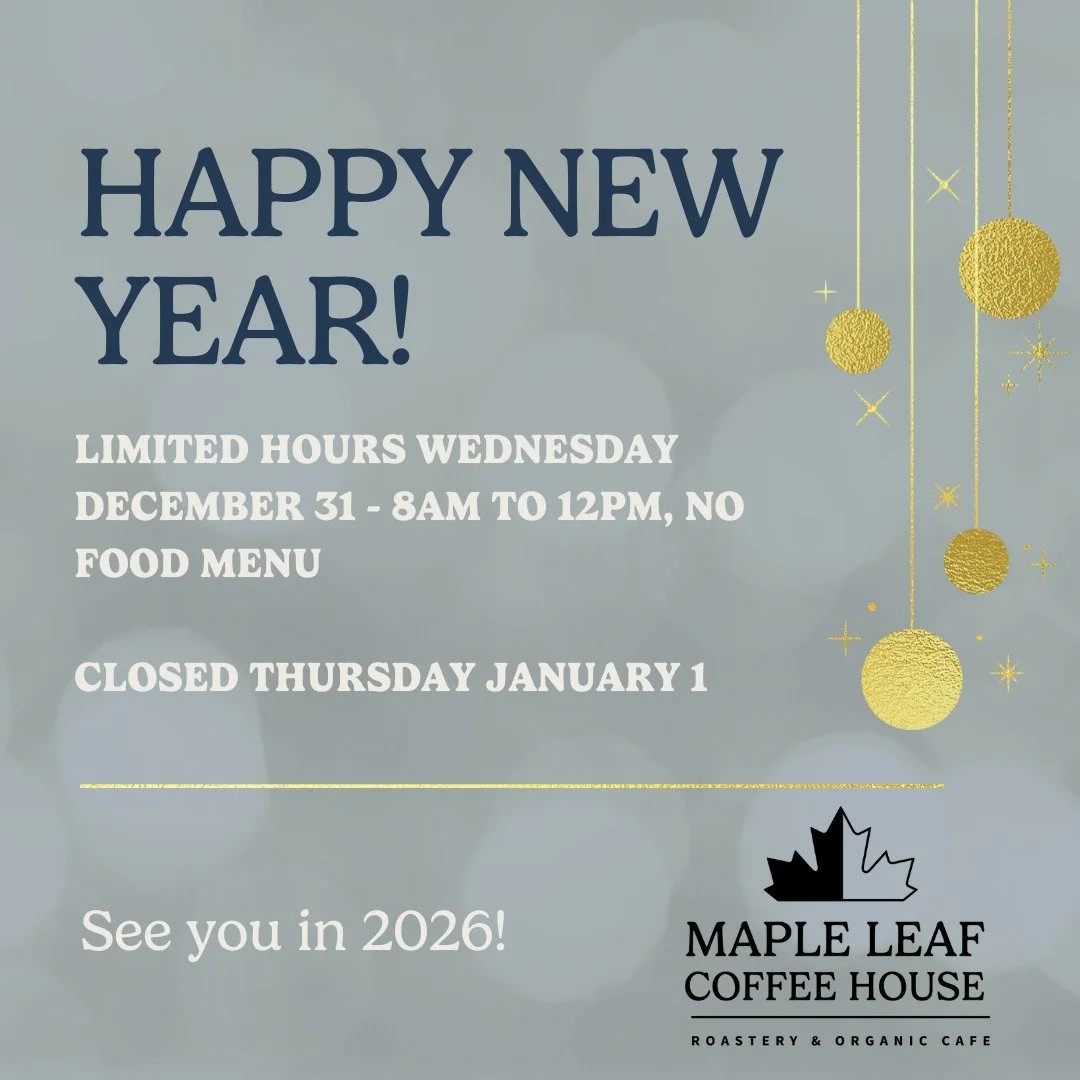 The cafe will have limited hours and menu for New Year's Eve and will be closed on New Year's Day. Looking forward to seeing everyone in 2026!
