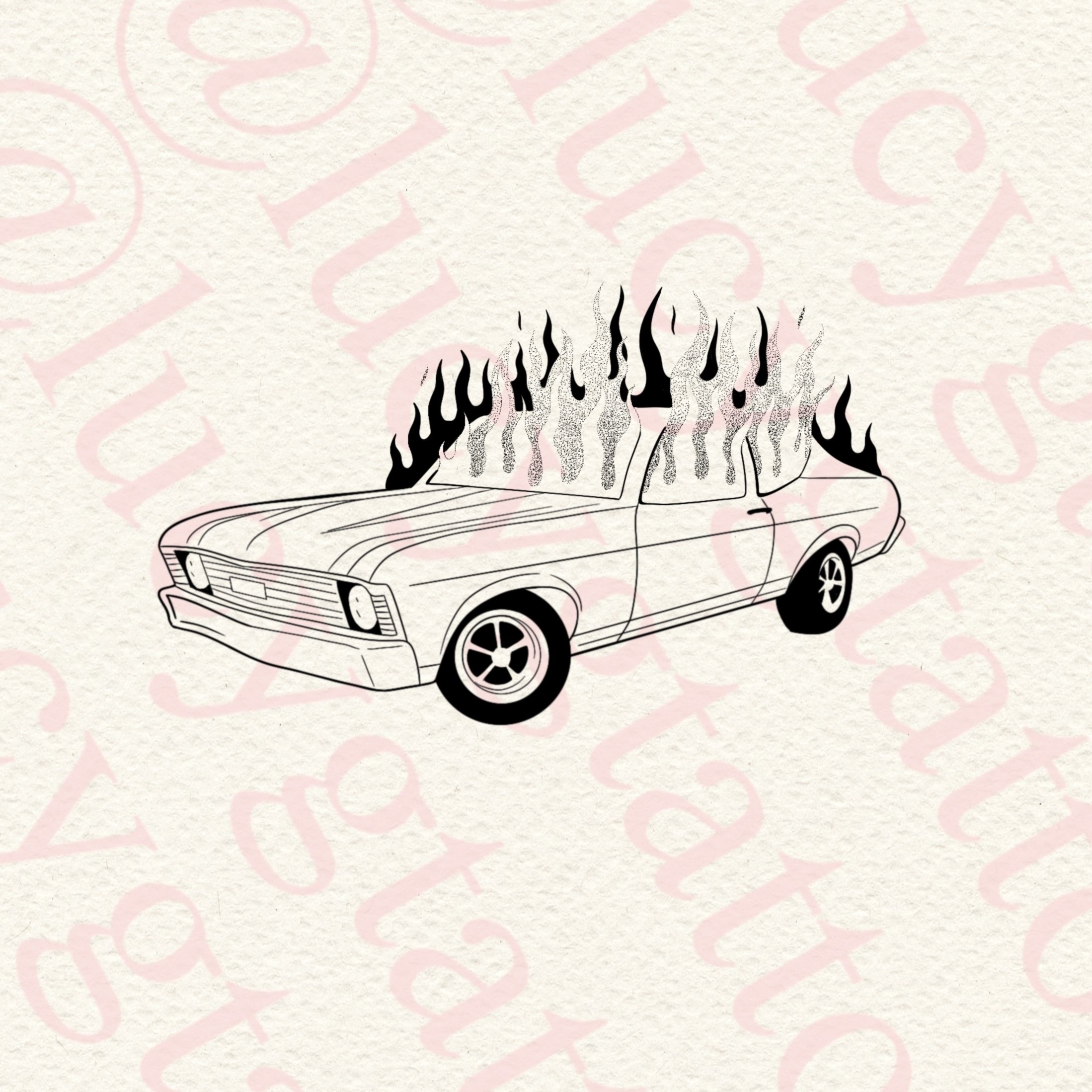 Burning Car - Tattoo Ticket