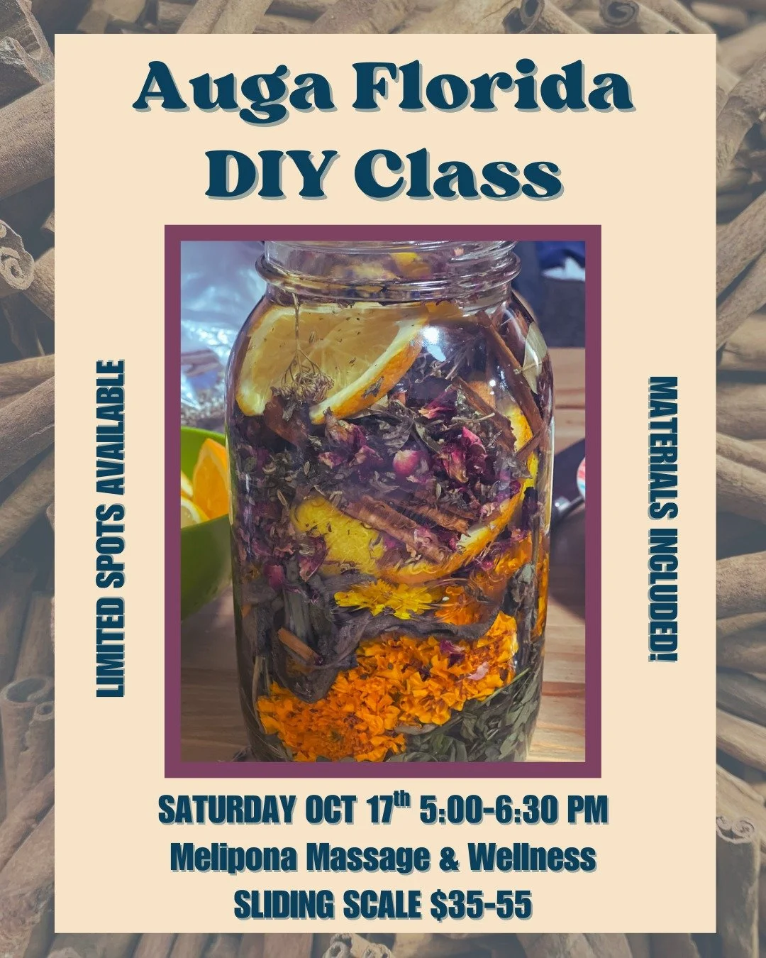 ✨ Join Kassandra Ghuloum-Plambeck (She/They) for their class, &ldquo;Agua Florida DIY&rdquo; on Friday, October 17th from 5:00-6:30 PM at Melipona Massage. ✨

✨ This class will be offered on a sliding scale of $35-55. To pay Sliding Scale $35-55 venm