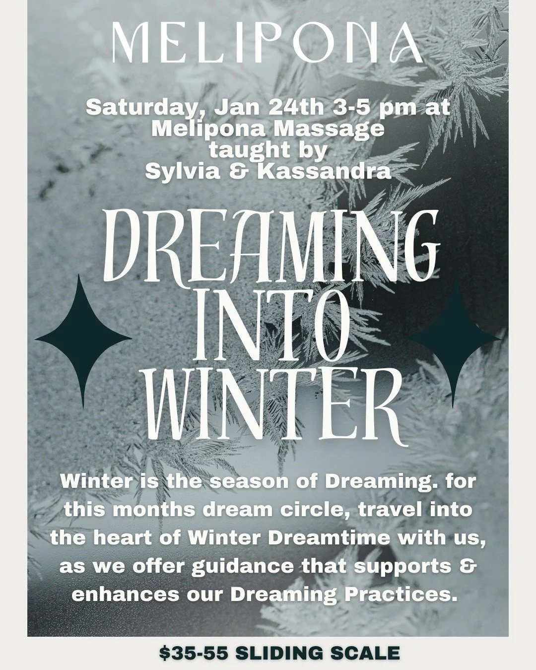 ***This class got moved back to January to make room for more folx to join due to the holiday scheduling***

❄️Join Sylvia Sparks-O&rsquo;Neill @heartseedbirth &amp; Kassandra Ghuloum-Plambeck @wildroseheart for this month's Dream Circle | Dreaming I