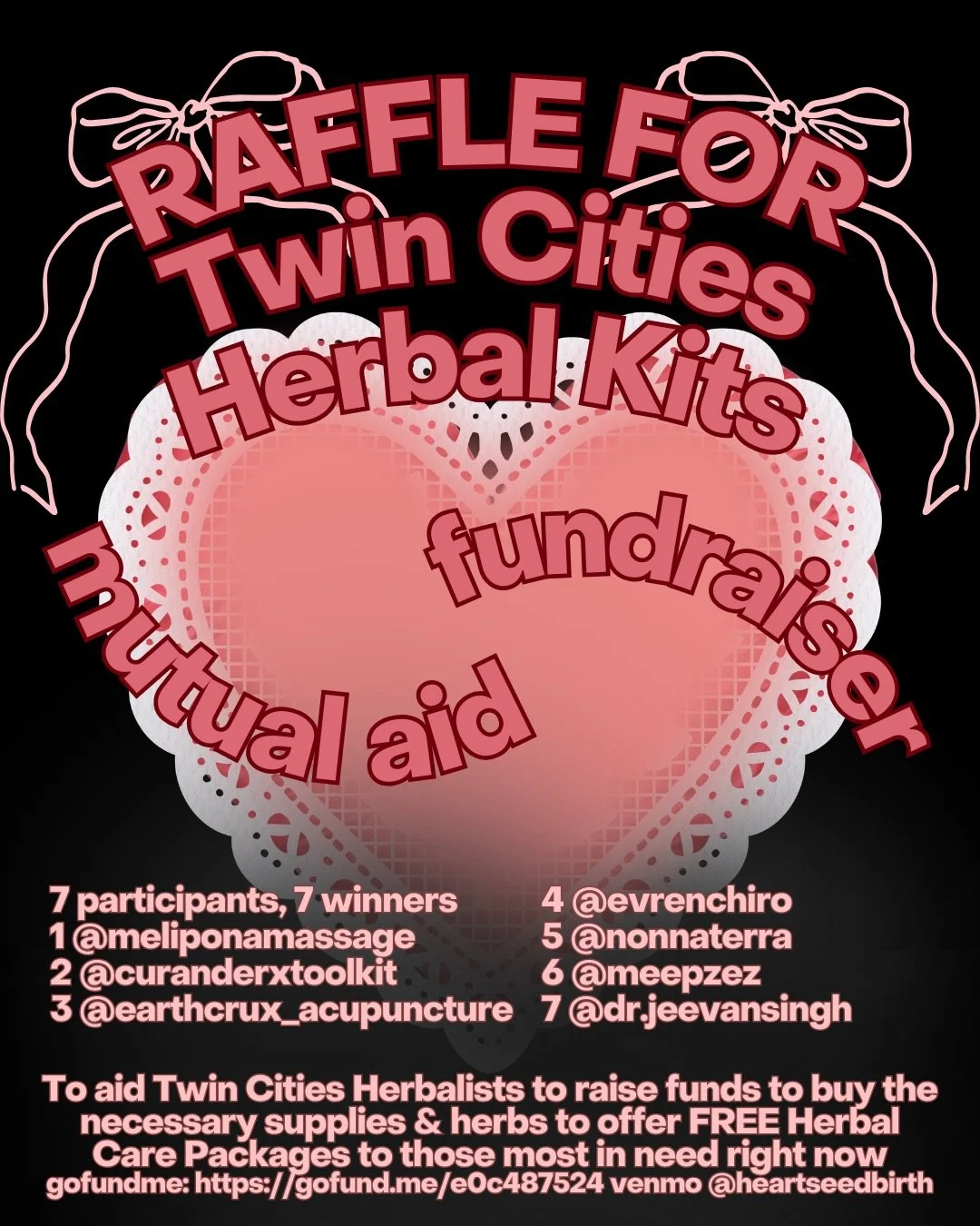 &hearts;️ RAFFLE TO SUPPORT TWIN CITIES HERBAL KITS &hearts;️

🌹Purchasing Raffle Tickets support Twin Cities Herbalists to buy the necessary supplies we need to create herbal care packages for frontline care, families sheltering in place w/ perinat