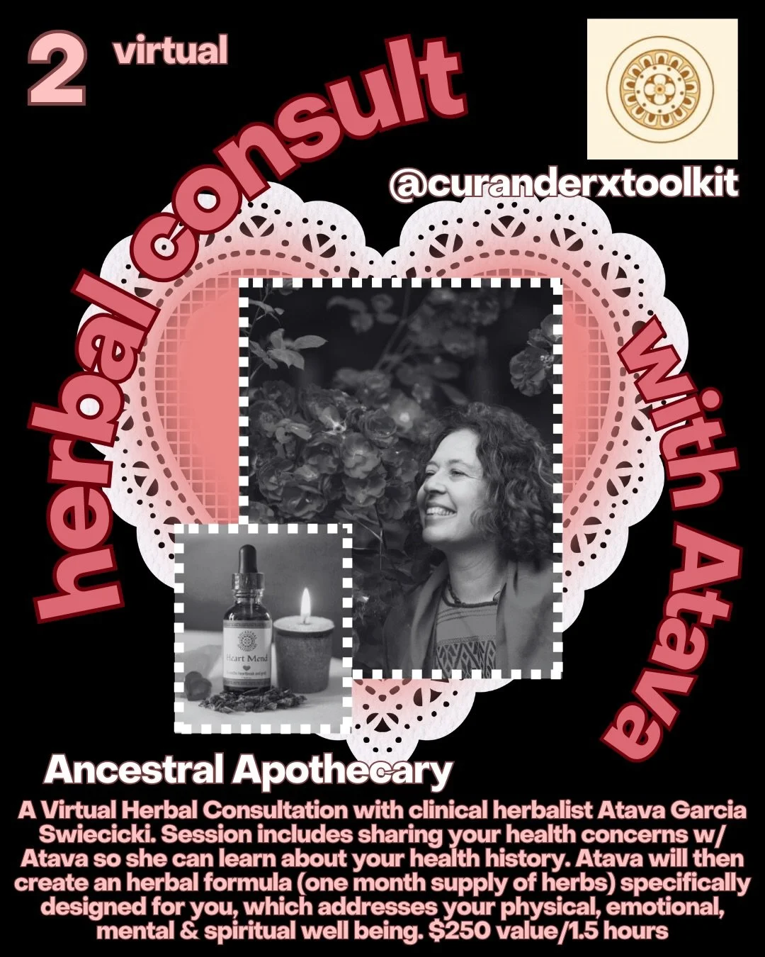 ✨A 1.5 hr Virtual Herbal Consultation with Clinical Herbalist Atava Garcia Swiecicki. ✨ (my number is #2 to enter) (out of town folx this one is for you!!)

🌹 A Virtual Herbal Consultation with clinical herbalist Atava Garcia Swiecicki. Session incl