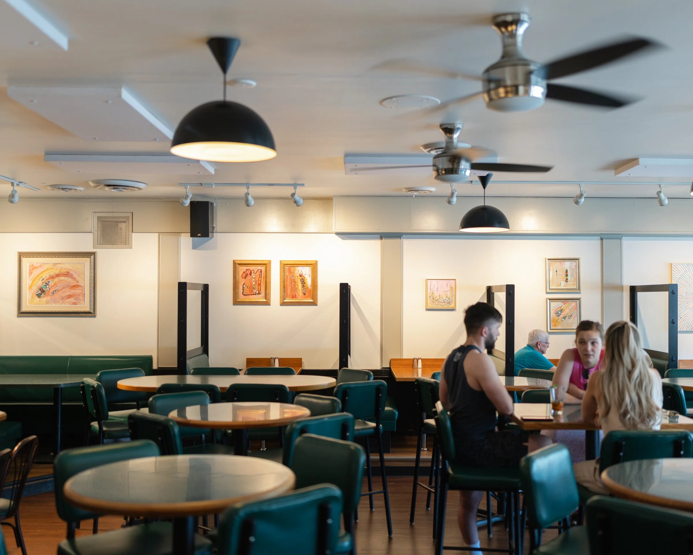 Tiff Hall Fine Art - Atmospheric mixed media installation for The Next Act Edmonton. Sensory distractions for high-traffic hospitality and restaurant environments.