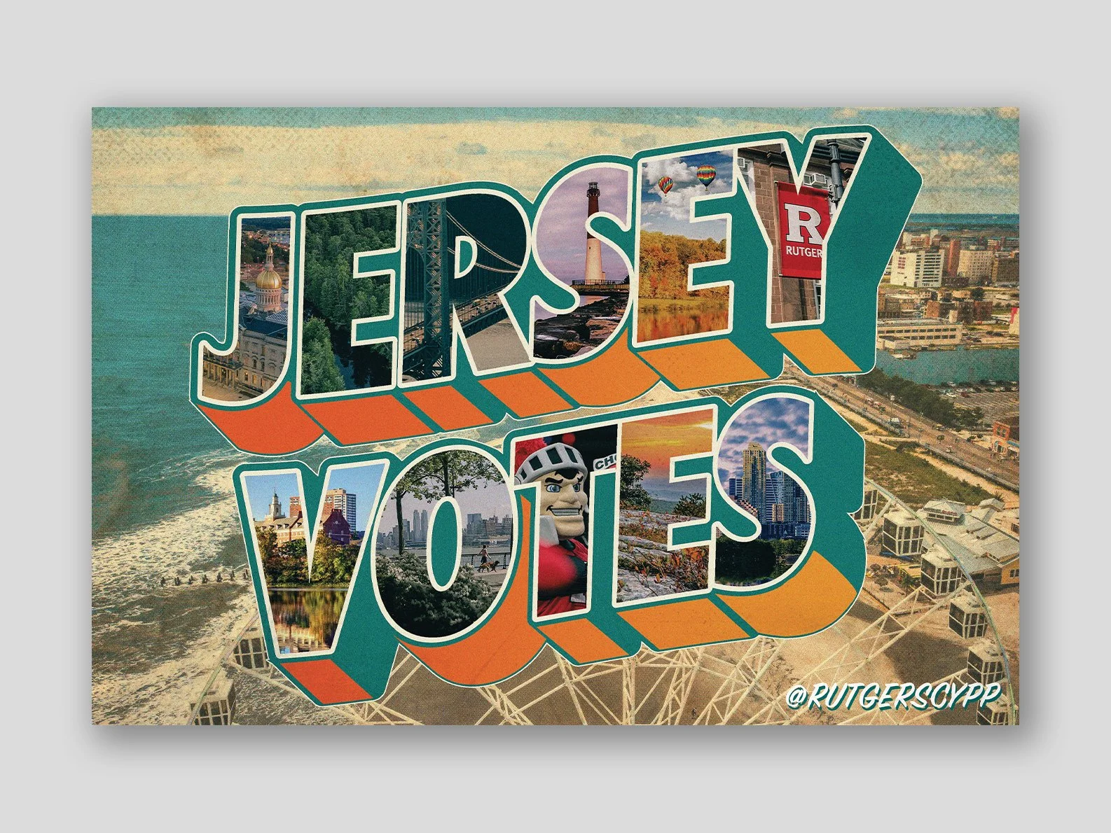 "Jersey Votes" vintage inspired postcard