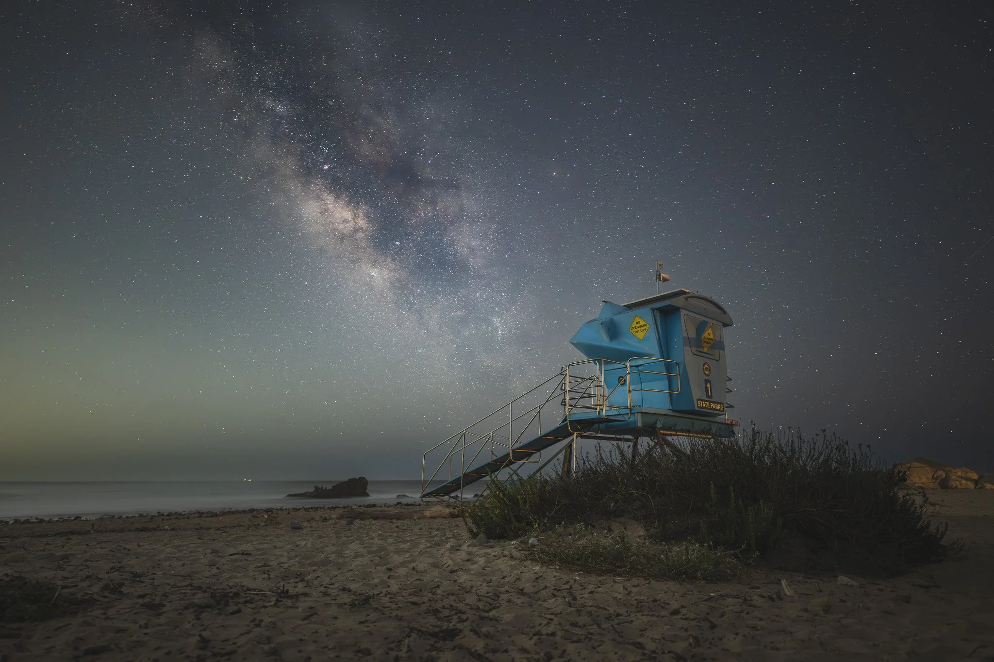 Milky Way over Lifeguard Tower 1-Leo Carrillo State Beach