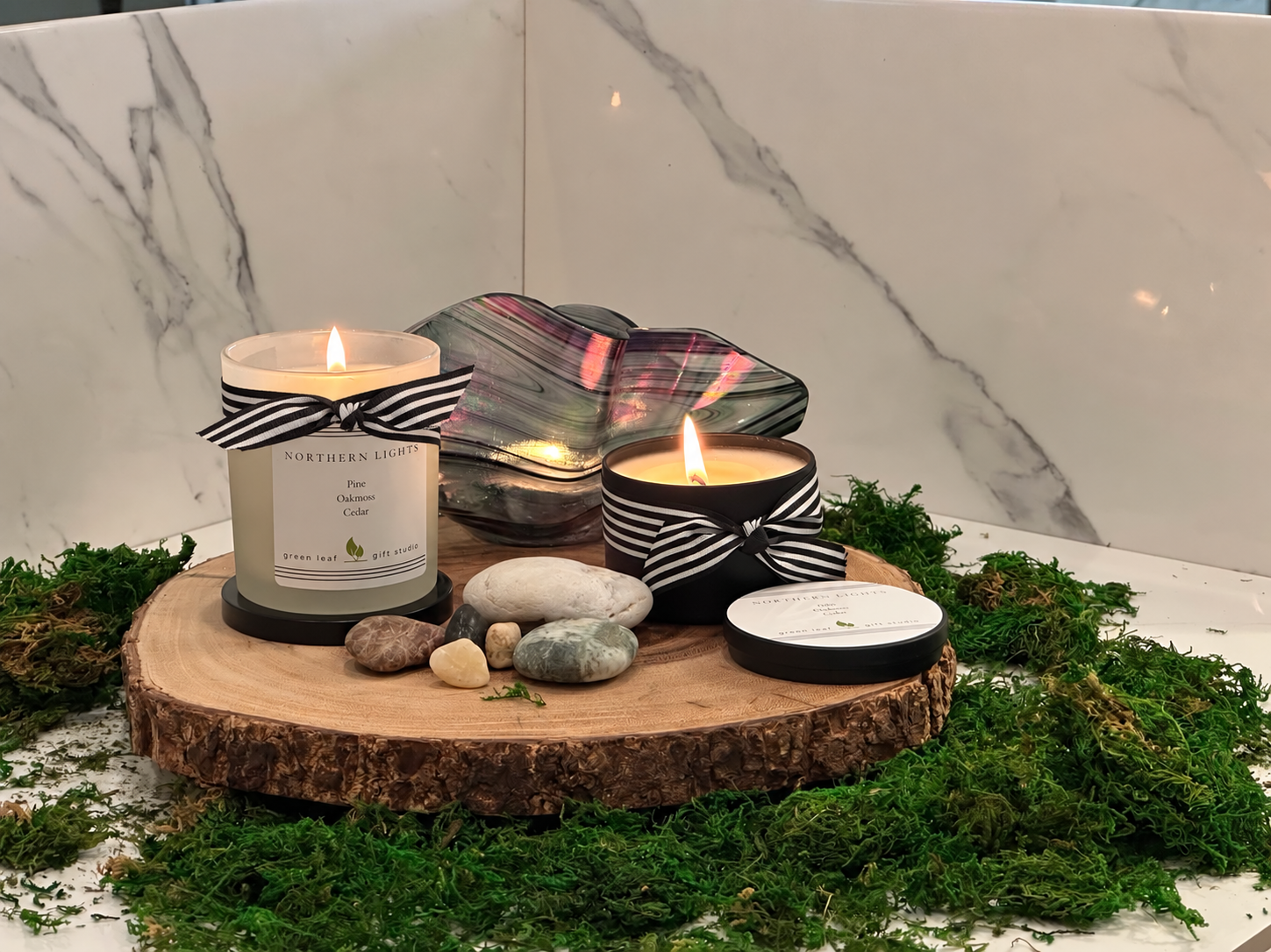 Frosted candle with striped ribbon(3).png