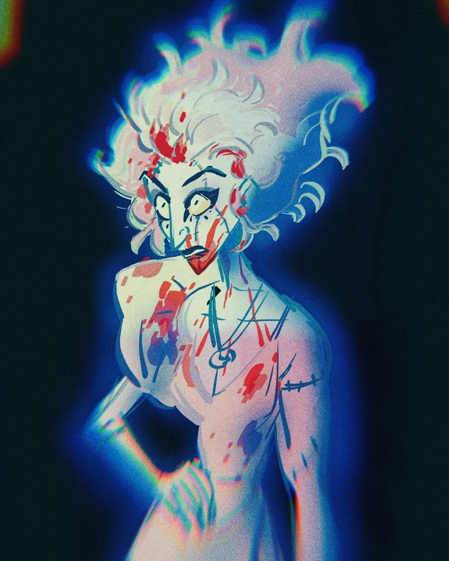 got the Bride on ma brain 🔩🫀⚡️
#brideoffrankenstein 
.
.
.
.
.
.
.
.
#characterdesign #storyboard #storyboarding #visdev #horror #frankenstein #comic #illustration