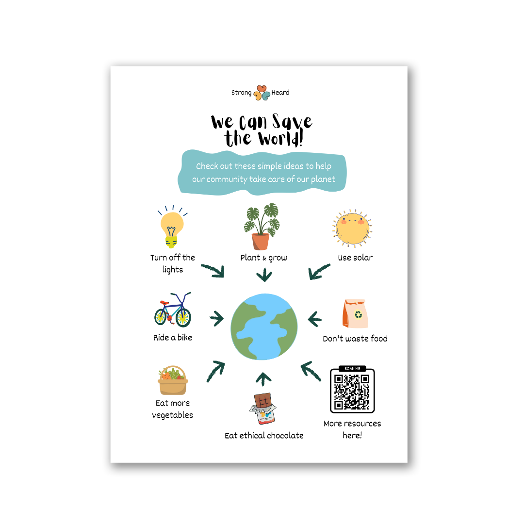 Sustainability Classroom Poster: “We Can Save the World” (Primary Years)
