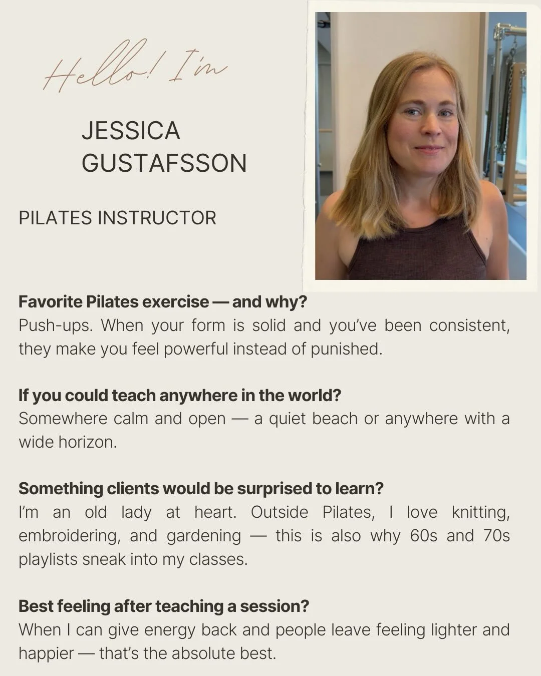 Join Jessica on Monday evenings @ 18:30 for a Pilates Barrel workout. Pilates is such a great afterwork routine that leaves you feeling stronger, more flexible and connected to your body. Jessica has such a great attention to detail and challenges yo