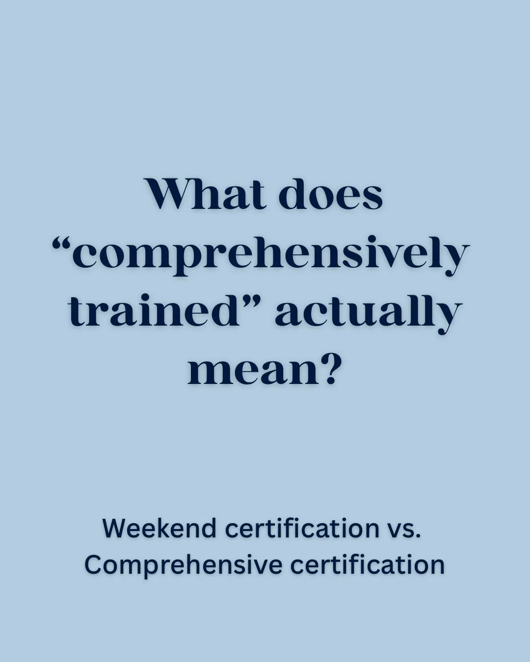 What does &lsquo;comprehensively trained&rsquo; actually mean? 
&nbsp;
Pilates instructor certifications vary wildly &mdash; from a weekend course to a two-year program.
&nbsp;
A comprehensive certification covers: Mat + all major apparatus (Reformer