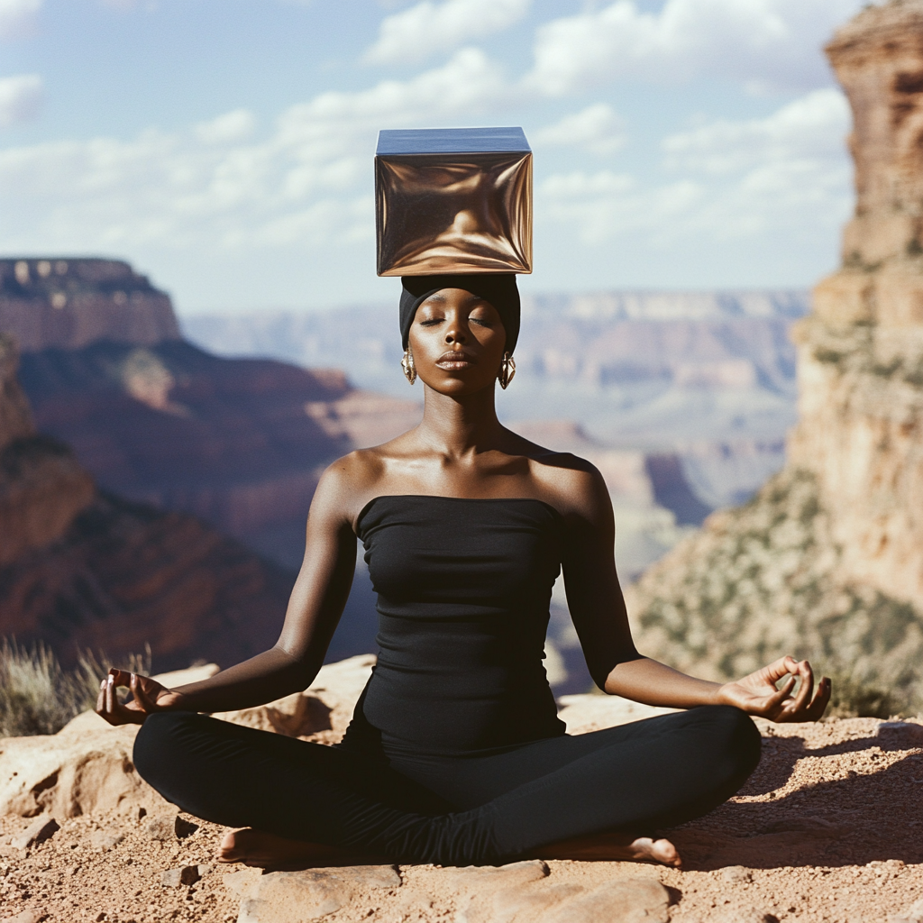 wolfmvn_a_African_America_female_fashion_model_meditating_with__9ce8d4c9-0a94-4c22-b05c-a474bcfdecc9.png